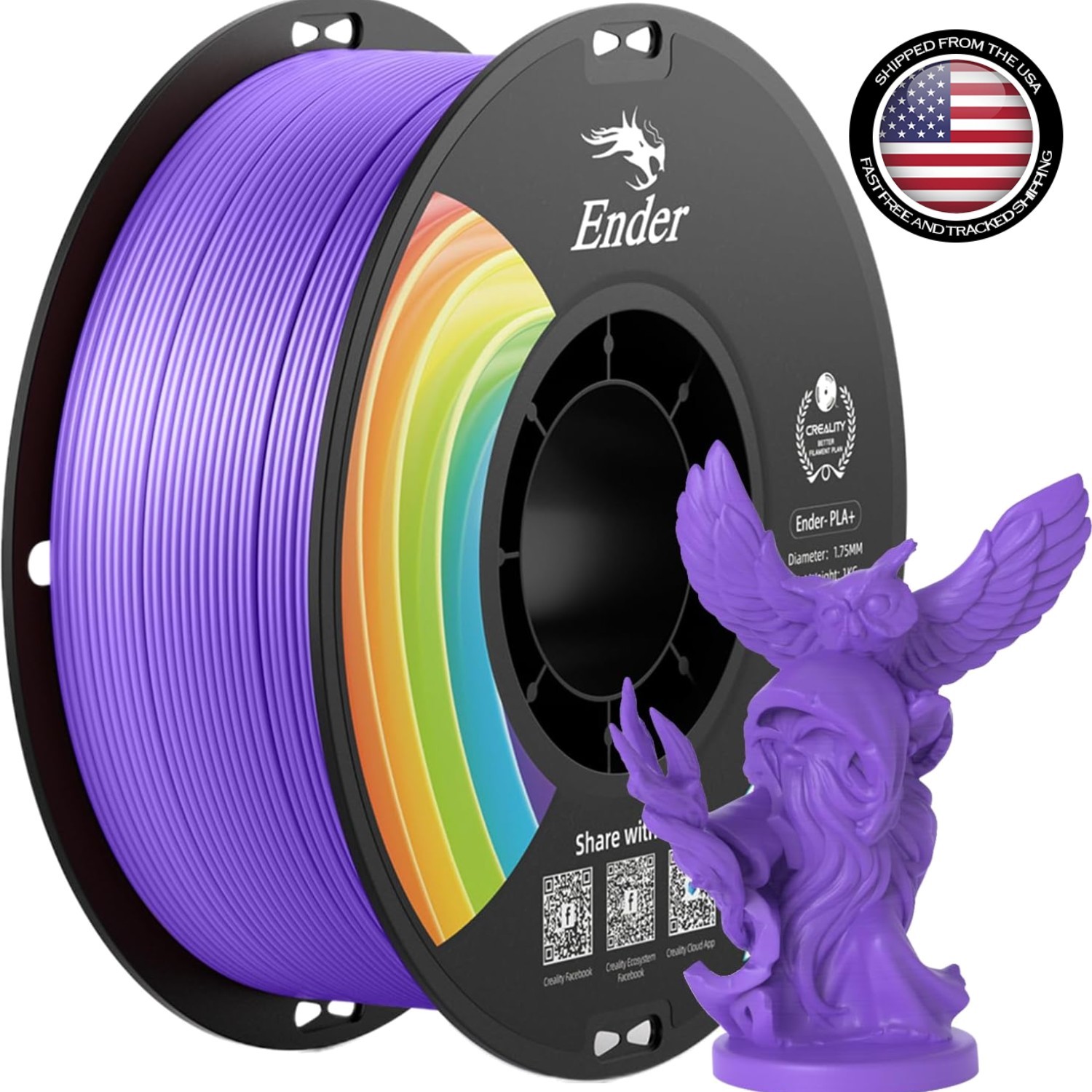 3D Printer Filament 1kg Violet PLA+ Toughness Bubble-Free High Accuracy