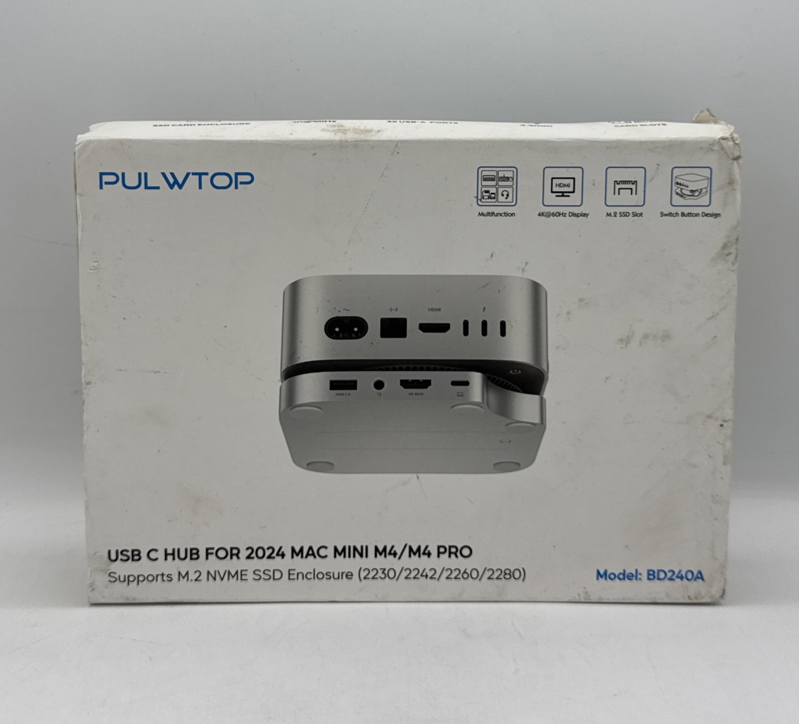 New PULWTOP BD240A USB-C Port Hub Docking Station Stand for Mac Mini M4 PRO Box