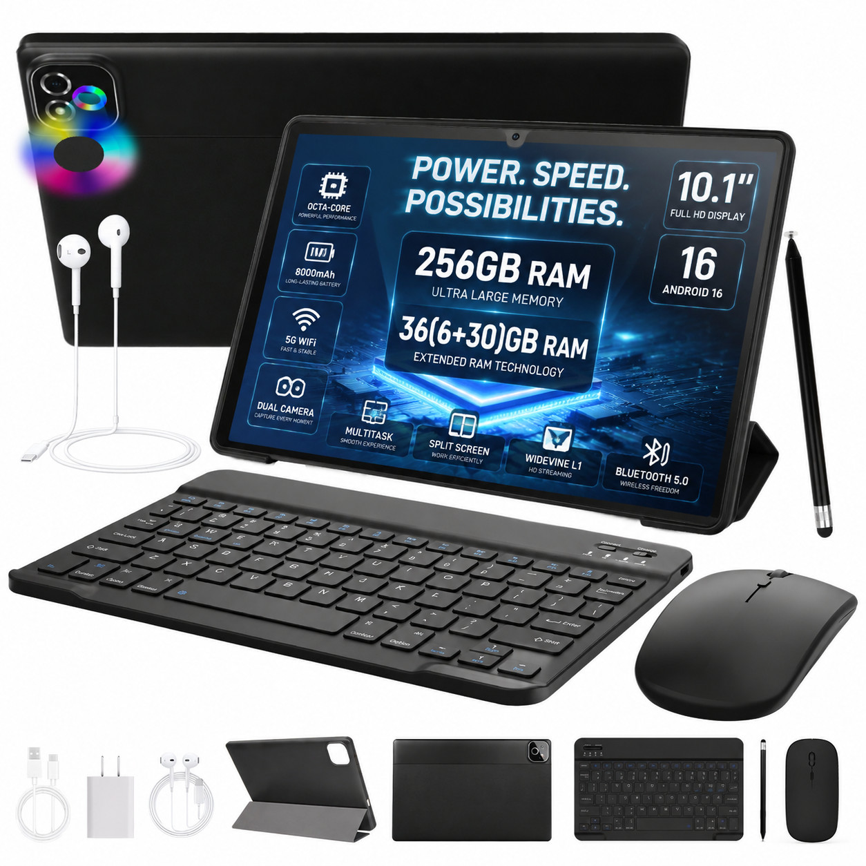 Urao Tablet 256GB ROM Android 16 Dual Band Wifi6 10" 11" 14" IPS Touchscreen LCD