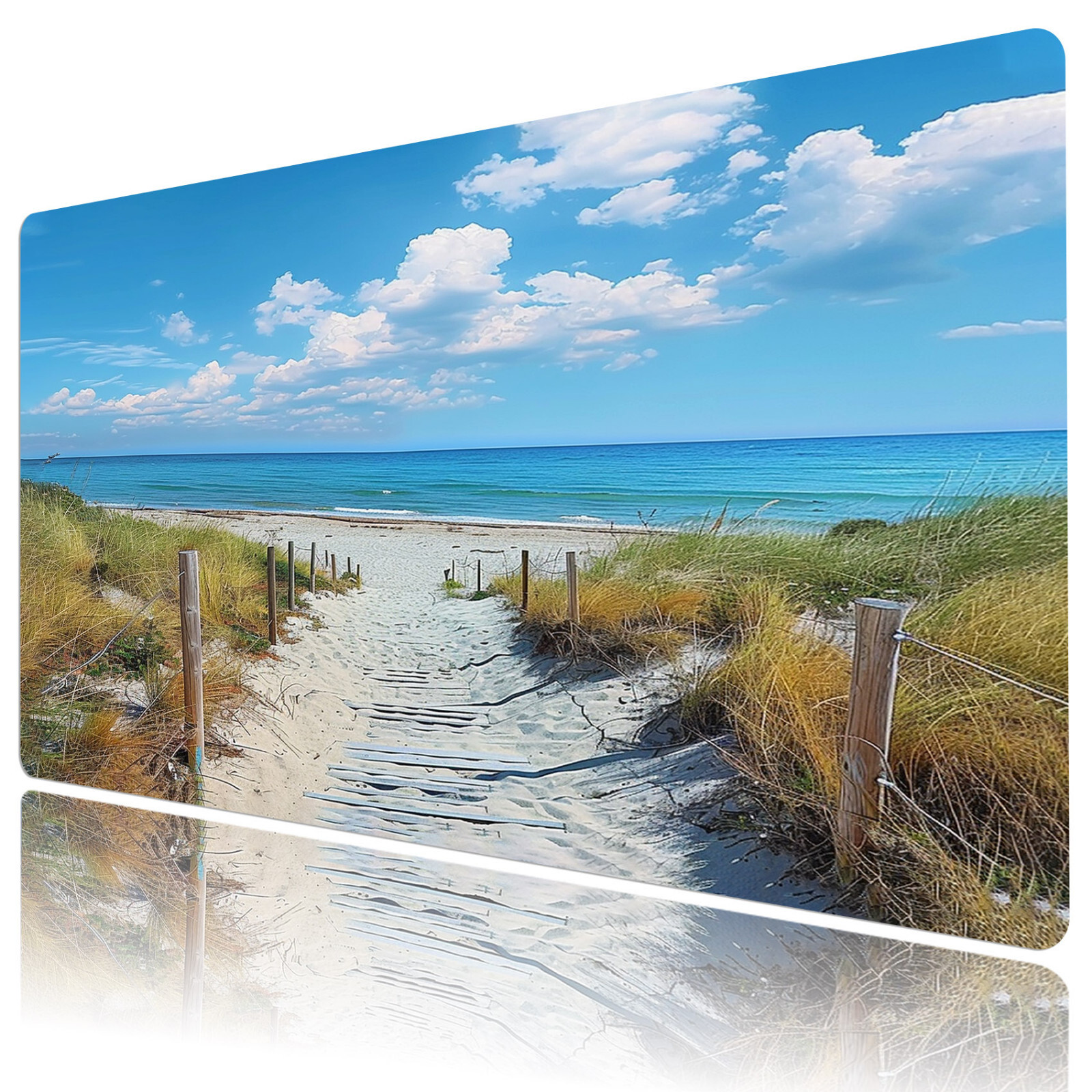 Ocean Beach Mouse Pad Sunset Landscape Desk Mat for Keyboard and Mouse Desk Pad