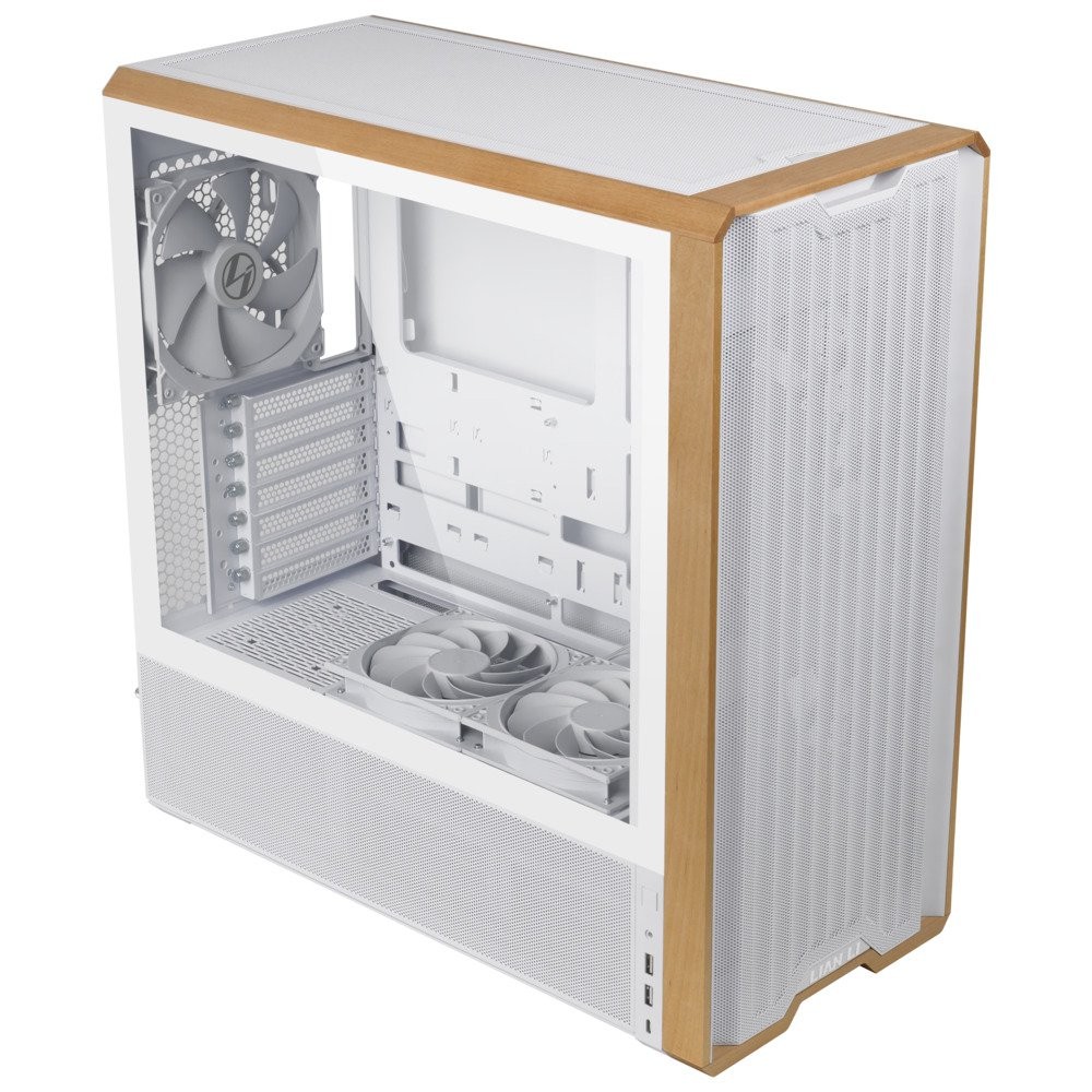 Lian Li LANCOOL 217 Genuine Walnut Wood LAN217W Mid-Tower ATX Case White