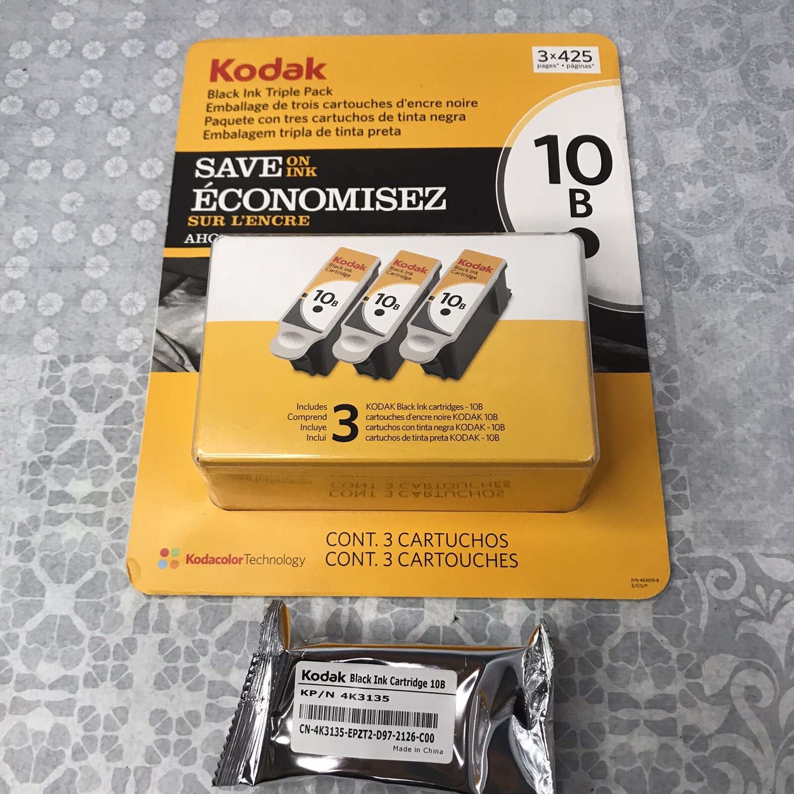 Kodak 10B Black Ink Triple Pack - 3 × 425 Pages New Sealed PLUS 1 extra = (4)