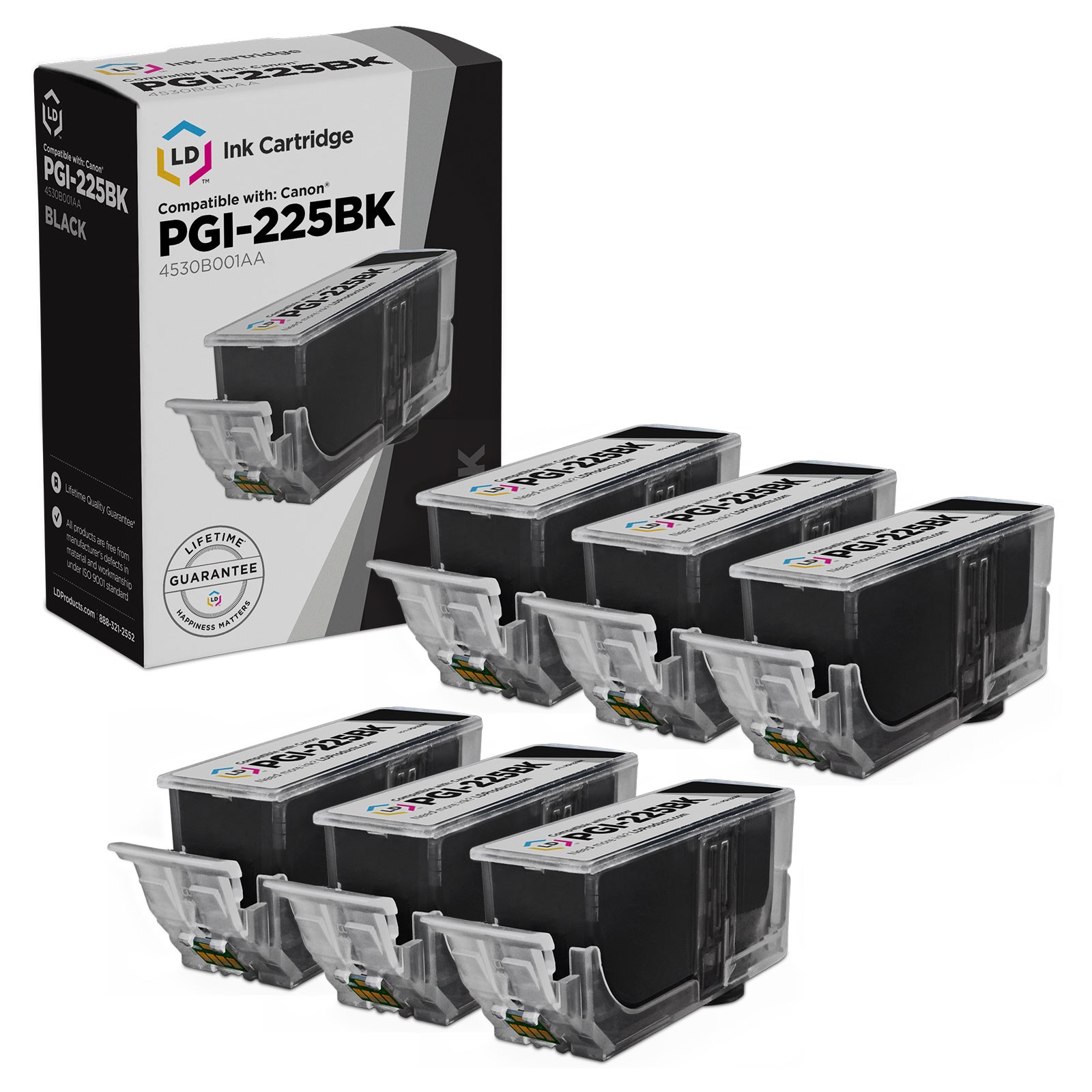 LD For Canon PGI-225 6pk Pigment Black ink iP4820 iP4920 iX6520 MG5120