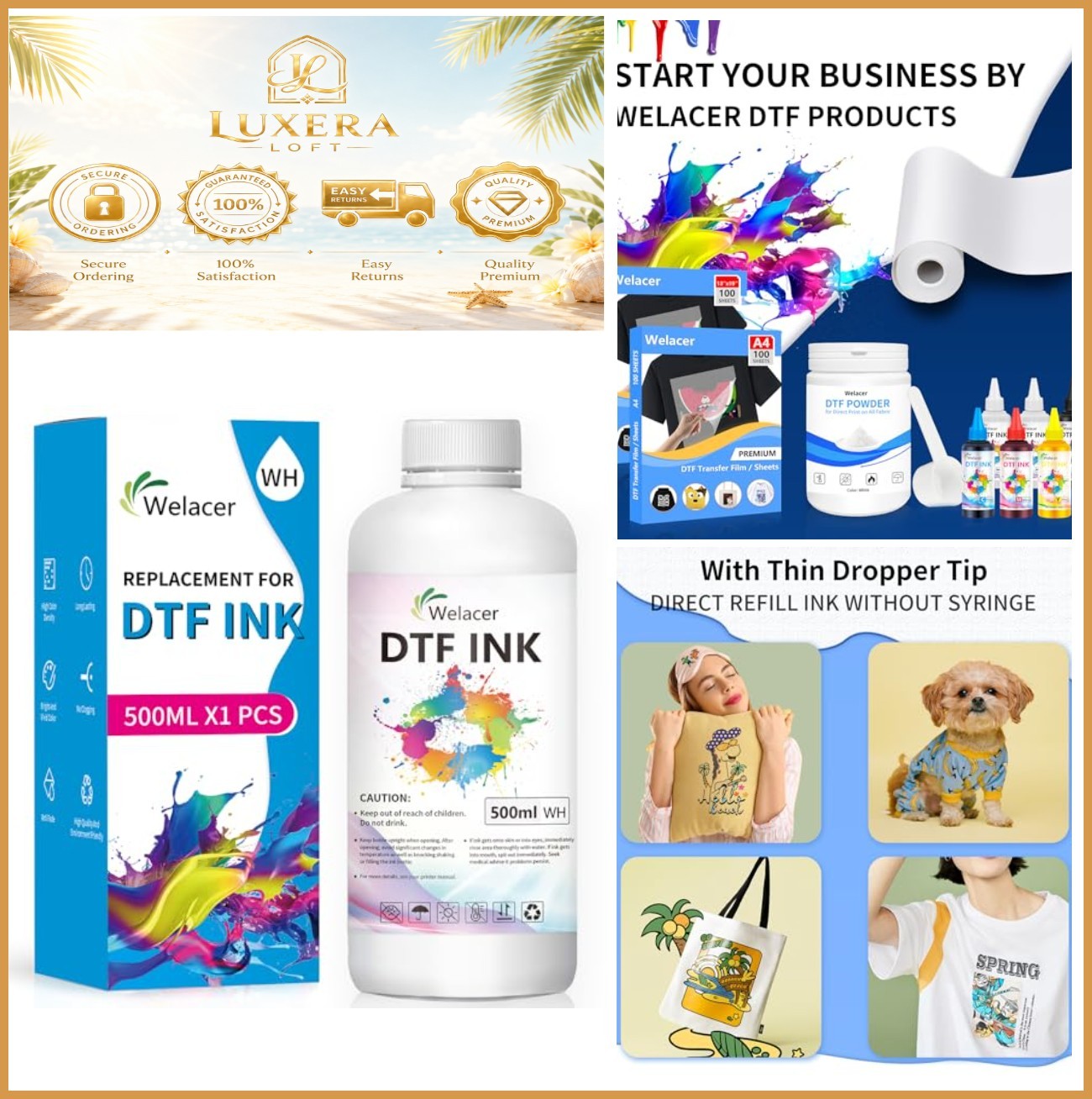 White DTF Ink Refill 500ml Heat Transfer Ink for ET-8550 I3200 XP600 DTF