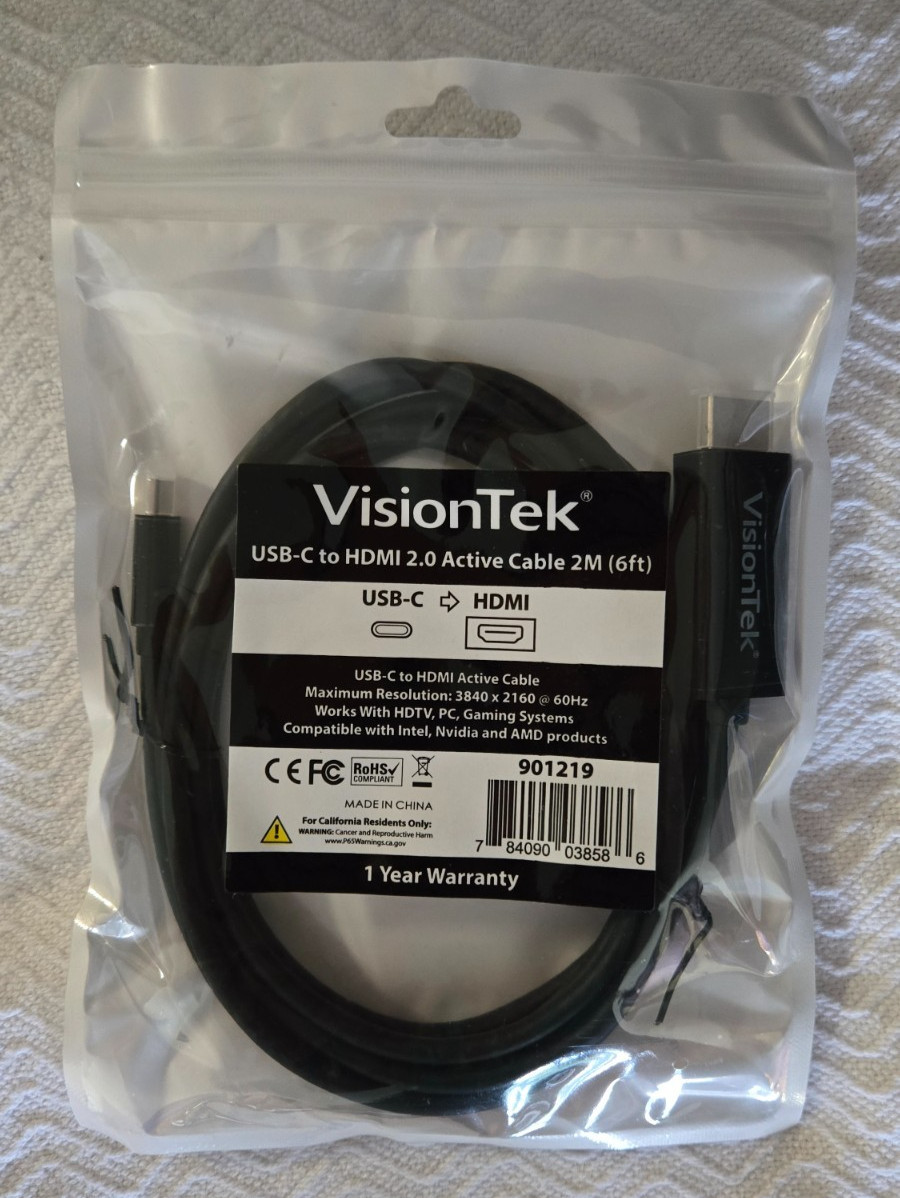 VisionTek USB C/Thunderbolt 3 to HDMI 2.0 Active 2 Meter Cable [M/M] (901219)