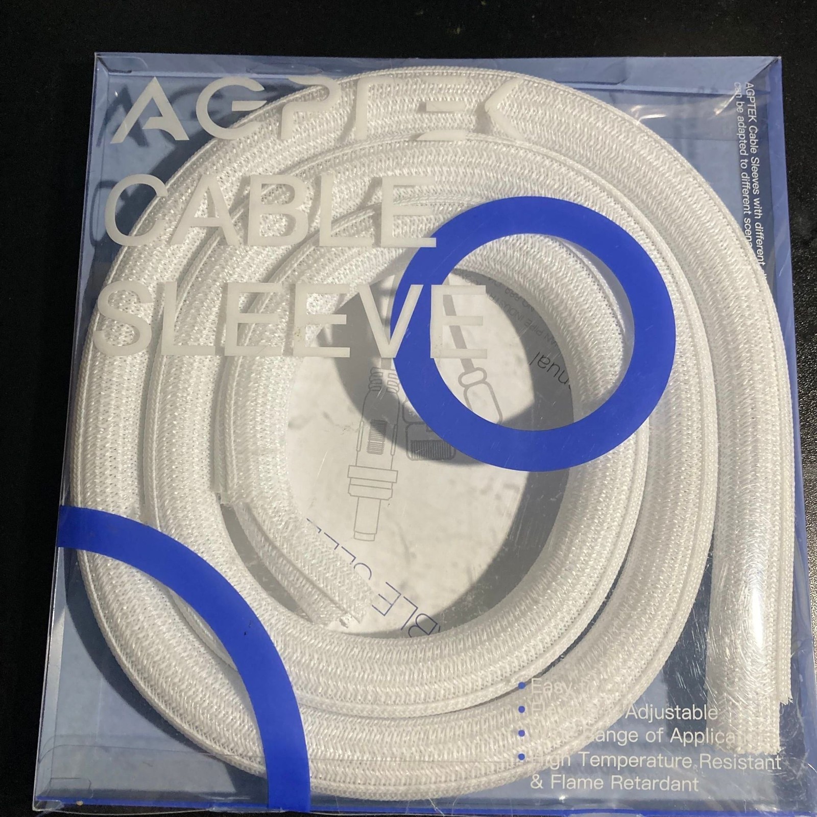 AGPTEK Flexible Cable Management Sleeve, White - Flame Retardant