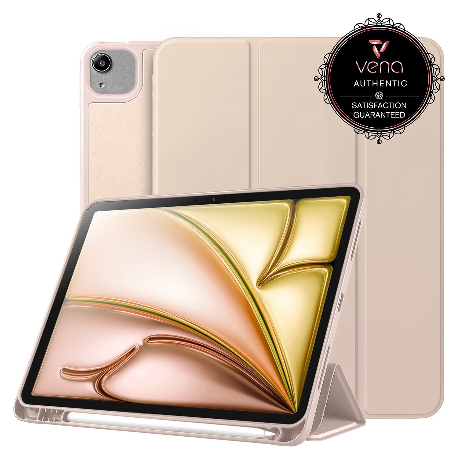 Vena For Apple iPad Air 13 Inch Case with Pencil Holder Trifold Stand Pink