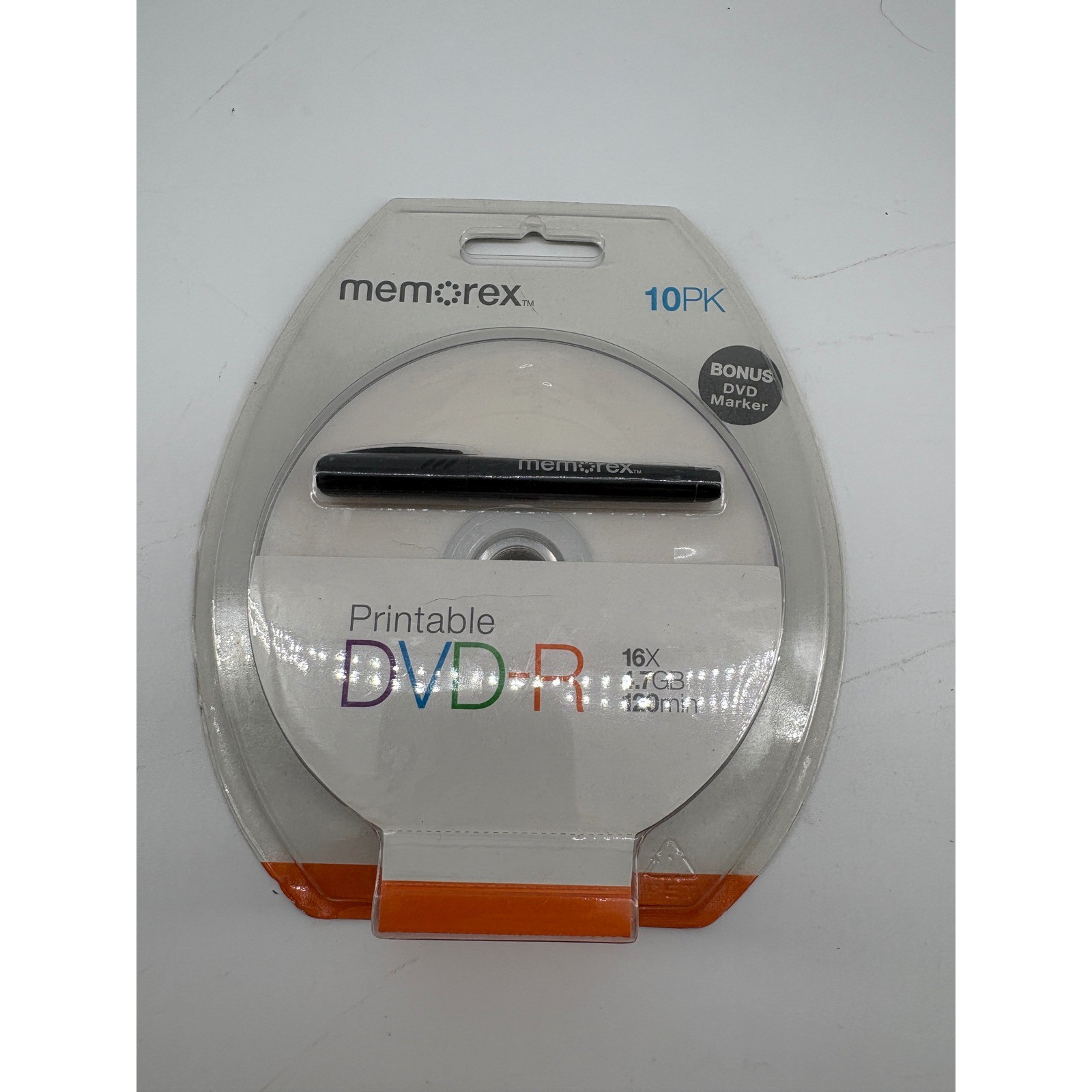 Memorex 10 Pack Printable DVD-R 4.7GB 16X 120min Blank Media with Marker NEW