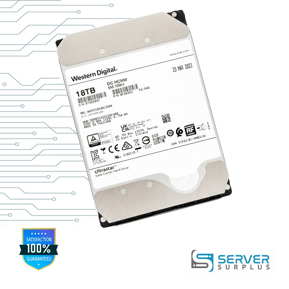 WD DC HC550 18TB SAS 12Gb/s 3.5 in Enterprise HDD | WUH721818AL5204 | 0F38353