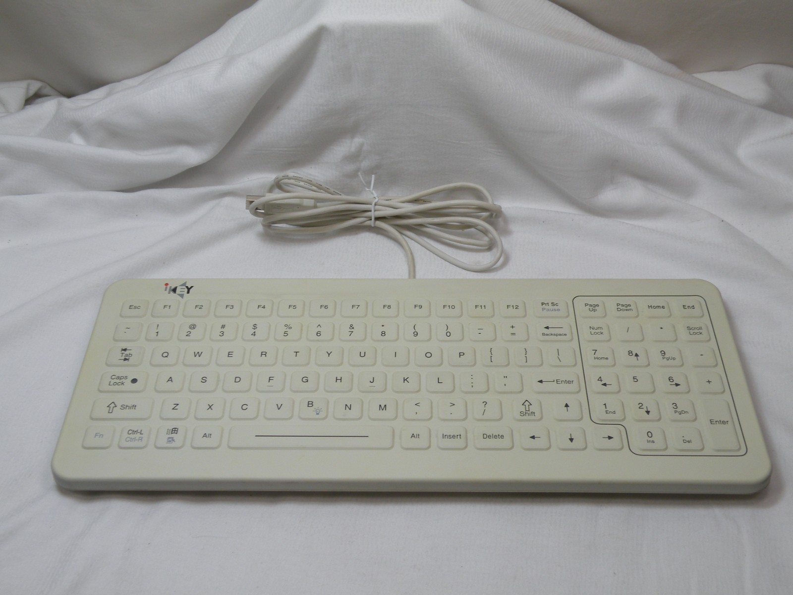 iKey SLK-101-FL-GRAY-USB, Cleanable Sealed Medical Keyboard, Excellent Condition