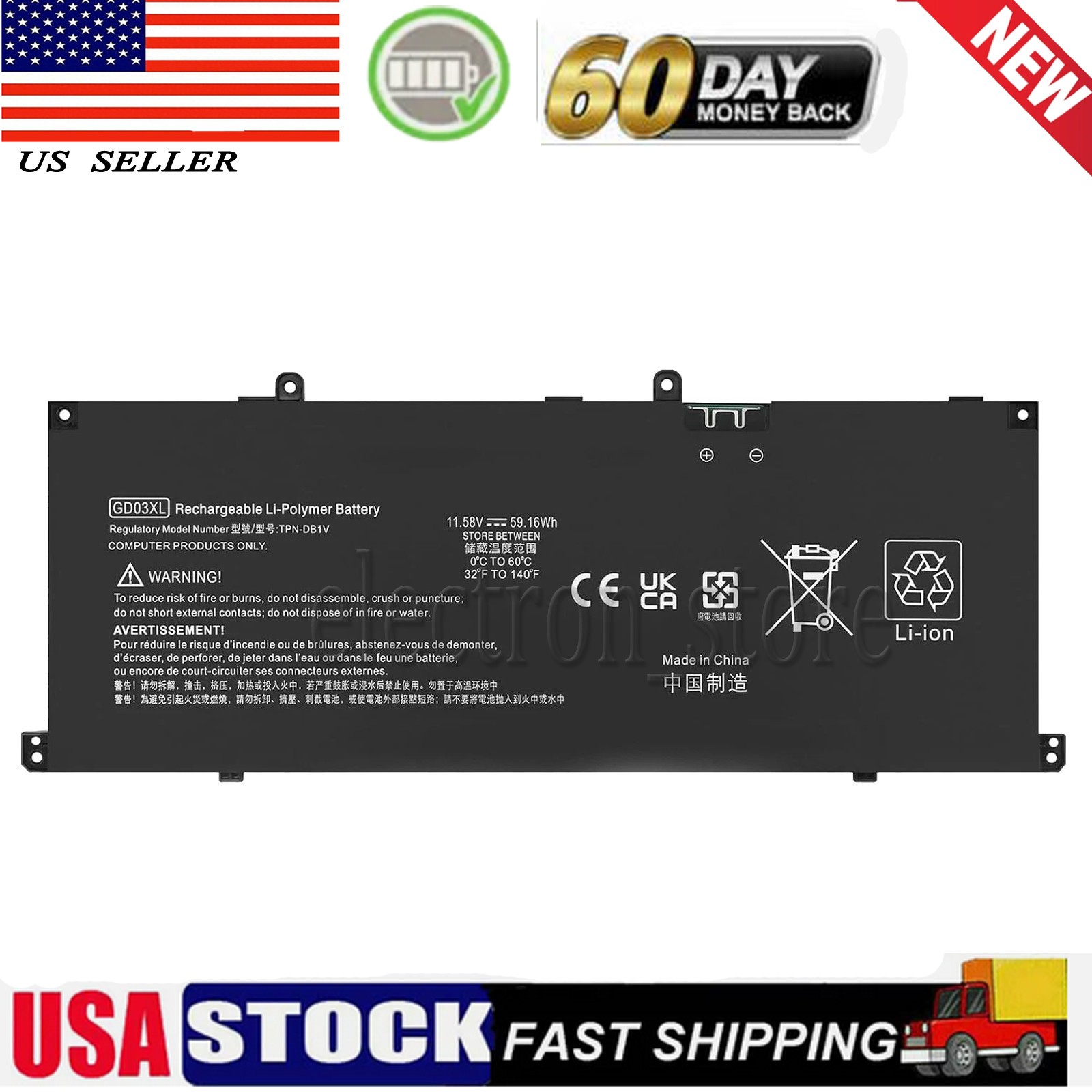 N66215-005 GD03XL Battery for HP Envy x360 14 2-in-1 14-fa0000 GDO3XL 59.16Wh