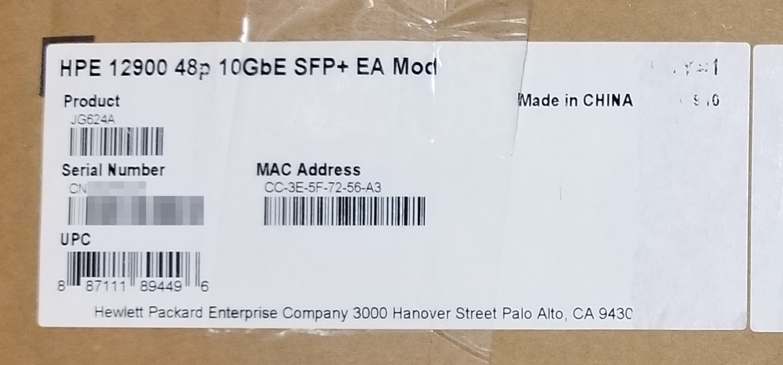 HPE / H3C FlexFabric 12900 48-port 10GbE SFP+ EA Module JG624A LSX1TGS48EA1