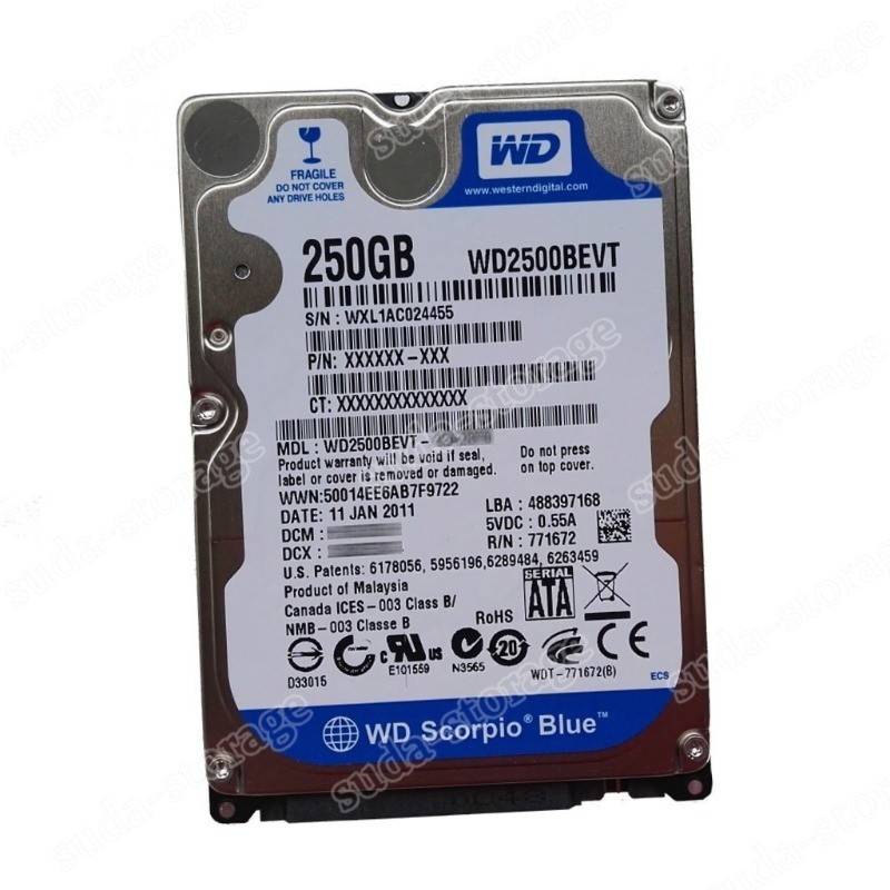 1PCS New Western Digital 250GB WD2500BEVT 5400RPM 8MB SATA 2.5" Laptop HDD Hard