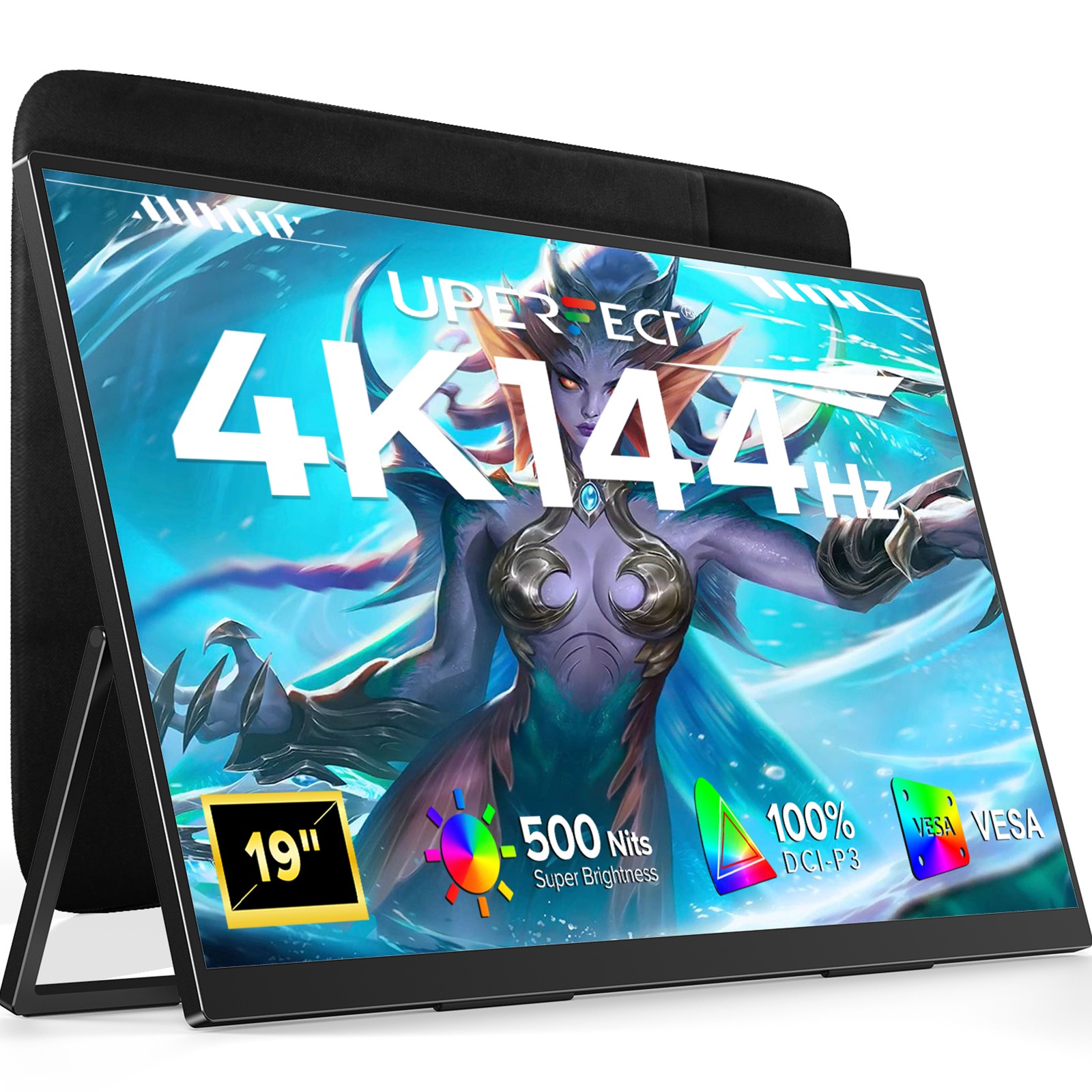 19" 4K Portable Monitor 144Hz Gaming Display Larger Monitor QLED Display w/Stand