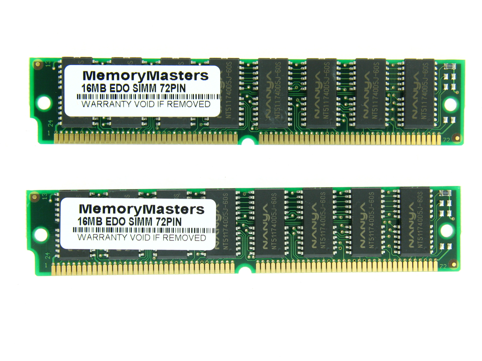 32MB (2X16MB) EDO NON-PARITY 60NS SIMM 72 PIN 5V 4X32 MEMORY GOLD LEADS