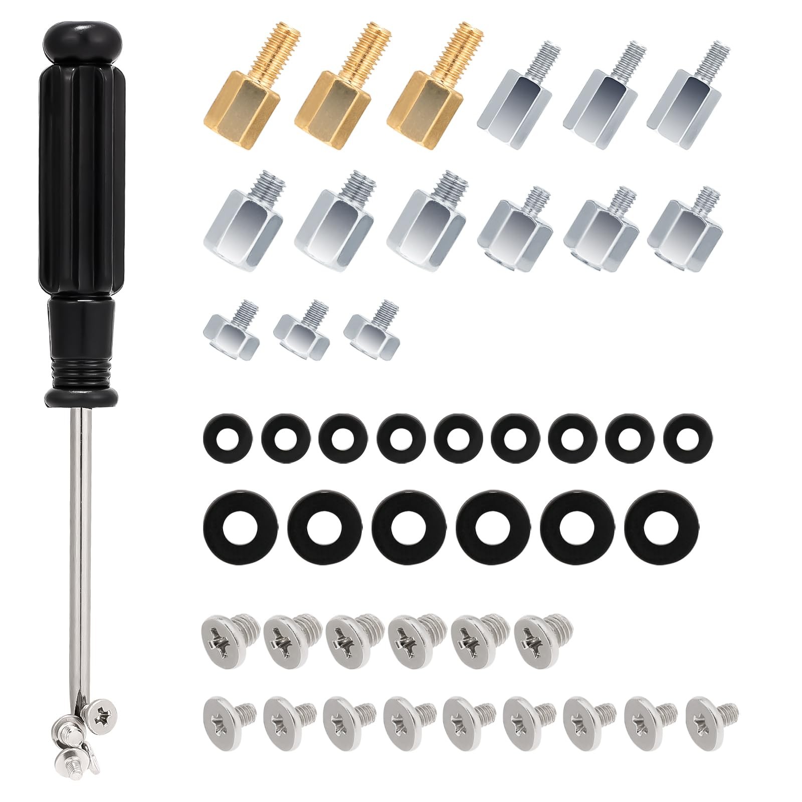 46pc M.2 NVMe SSD Mounting Screw Standoff Kit M2*6 M3*6 Magnetic Screwdriver