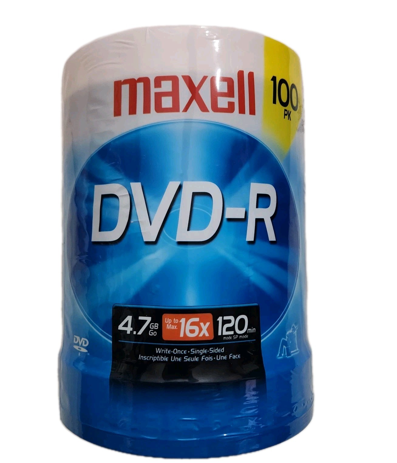 Maxwell DVD-R Discs 4.7GB/16X/120 MIN New Sealed Pack of 100 piece.