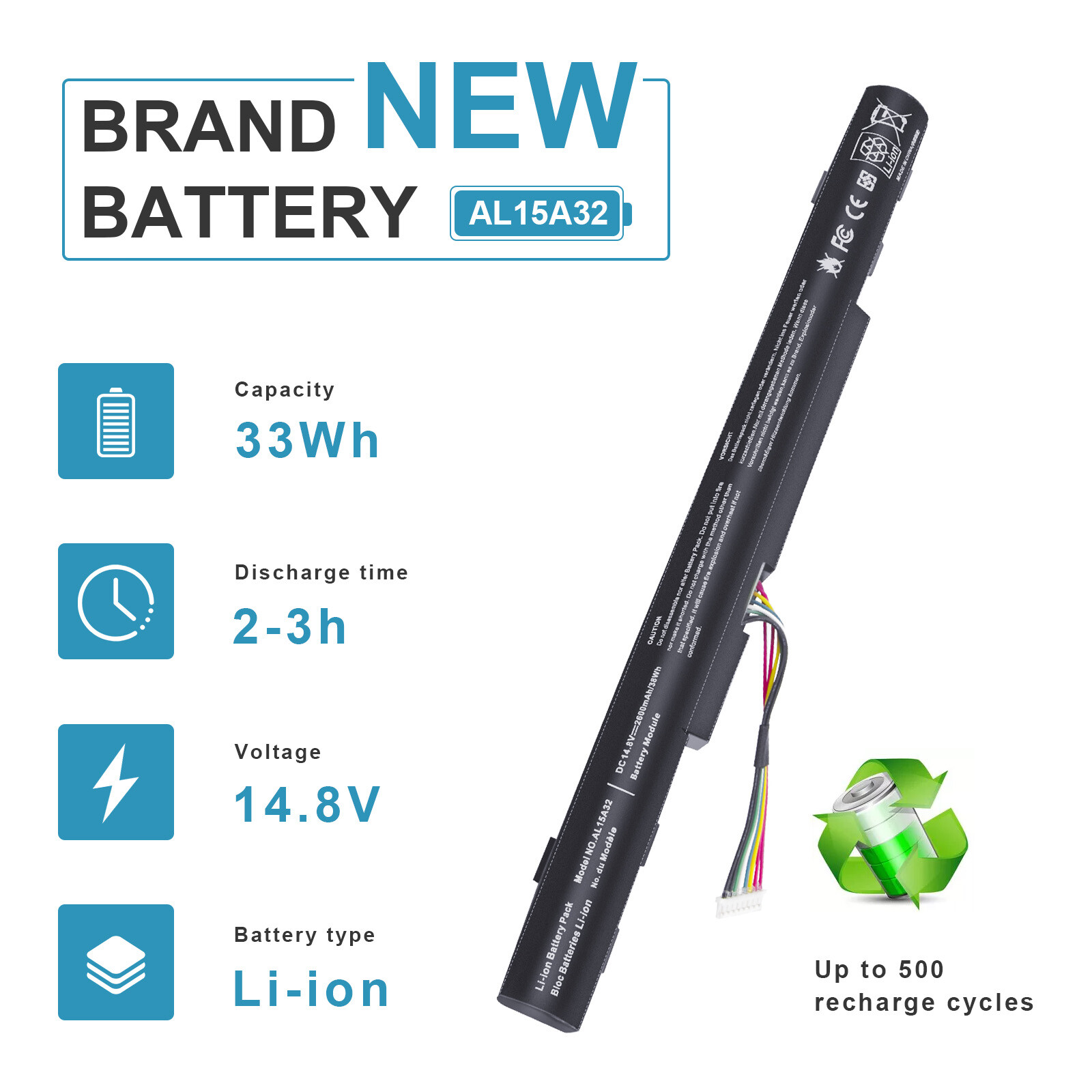 AL15A32 33Wh Battery for Acer Aspire E5-422 E5-573 E5-573G E5-573T E5-522 E722