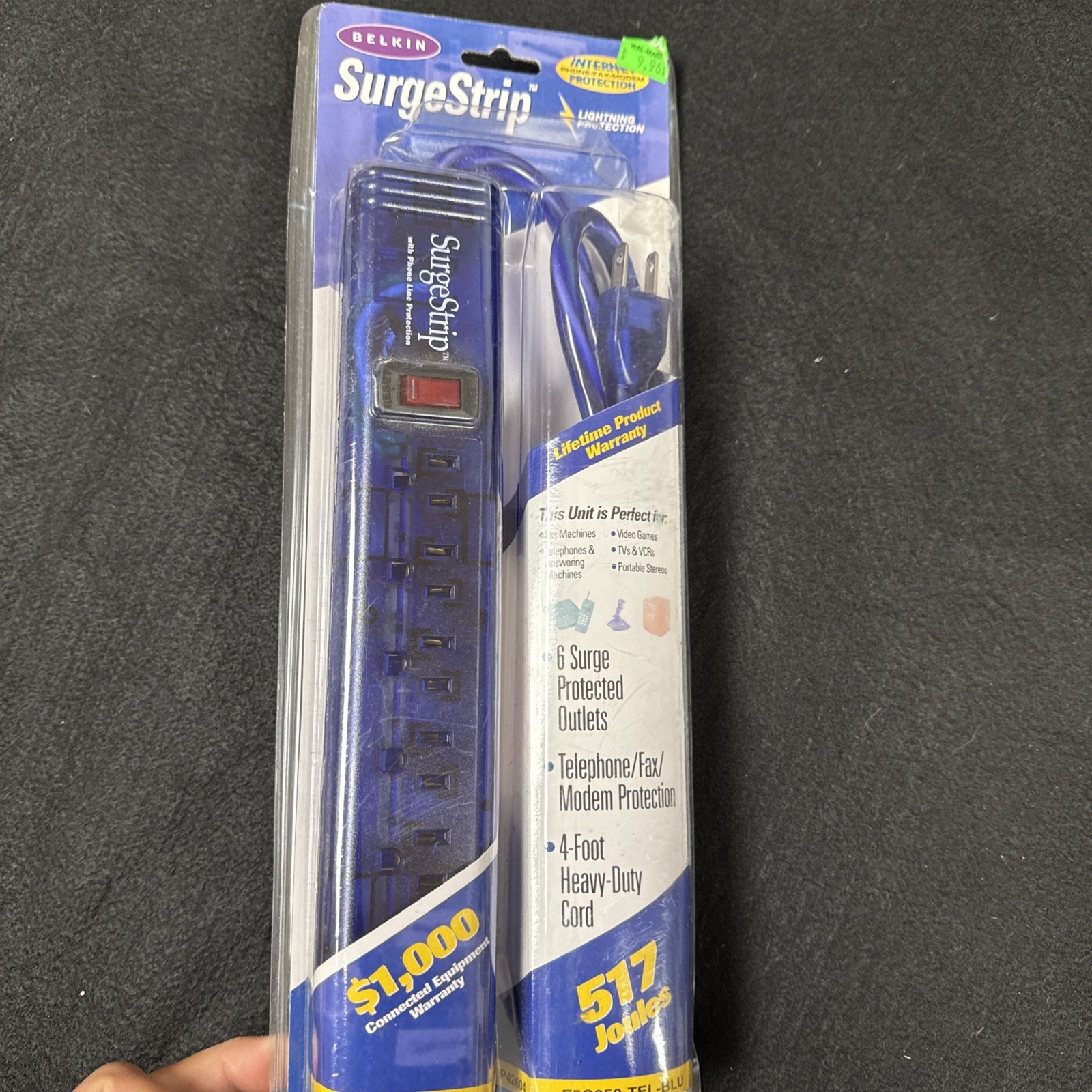 Bellin SurgeStrip 4ft Heavy Duty 517 Joules CLEAR PURPLE