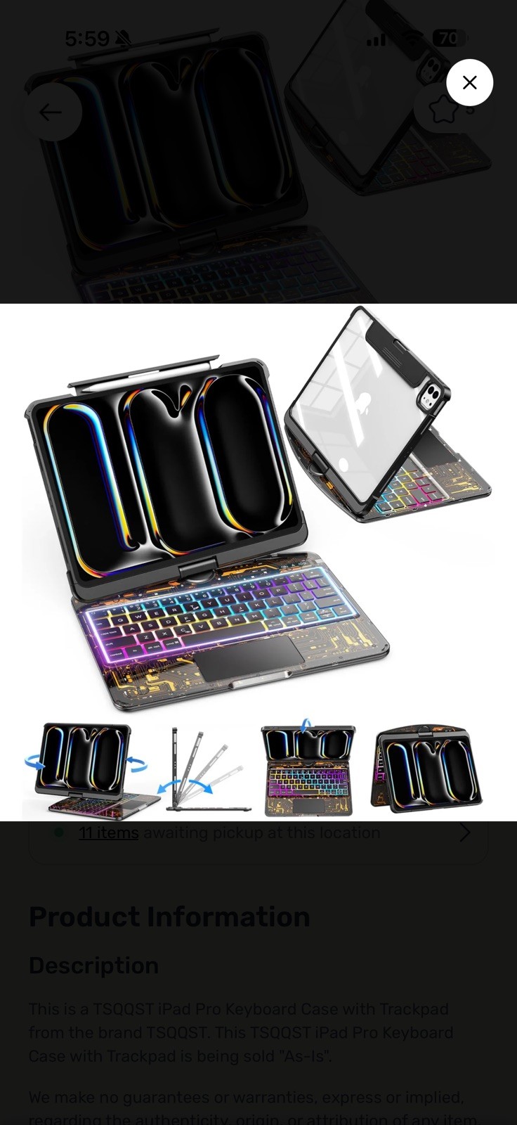 Clear Wireless Keyboard Case for iPad Pro 11 Inch (M5/M4) 2025/2024