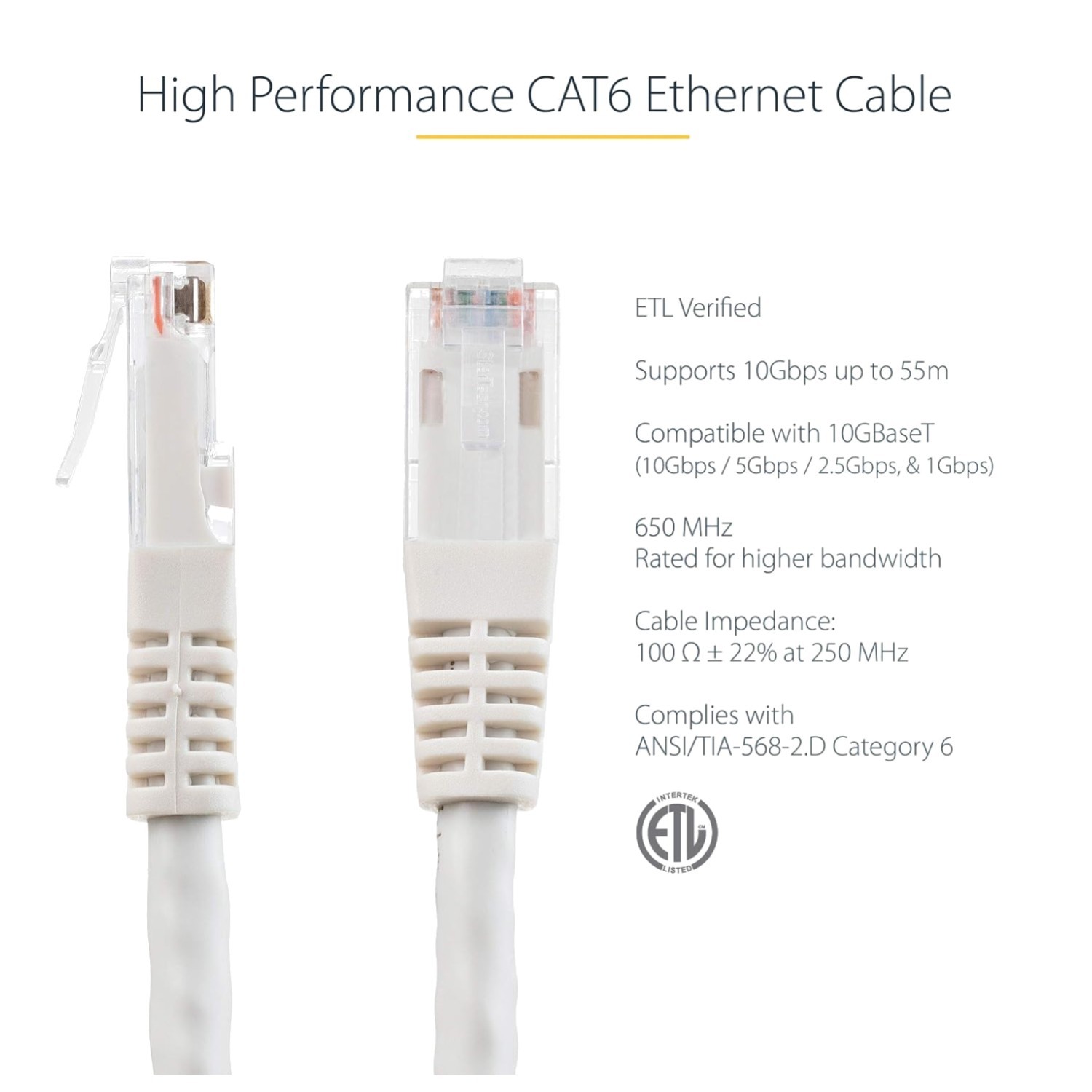 StarTech 100ft Ethernet Patch Cable | 50-micron Gold-plated