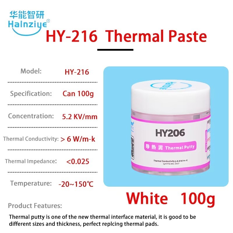 Halnziye HY206 Thermal Putty 100g 6.0W/mK CPU GPU VRAM Cooling Compound