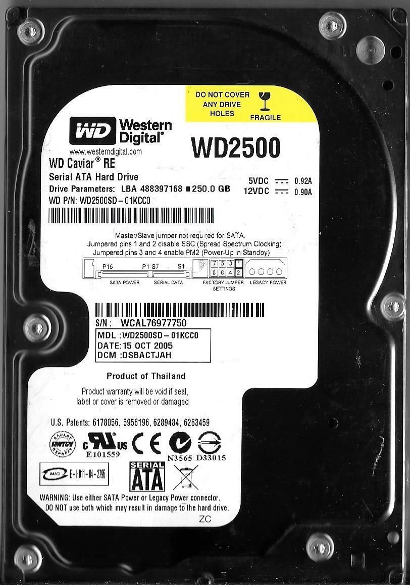 Western Digital WD2500SD-01KCC0 250GB Sata Hard Drive DCM: DSBACTJAH