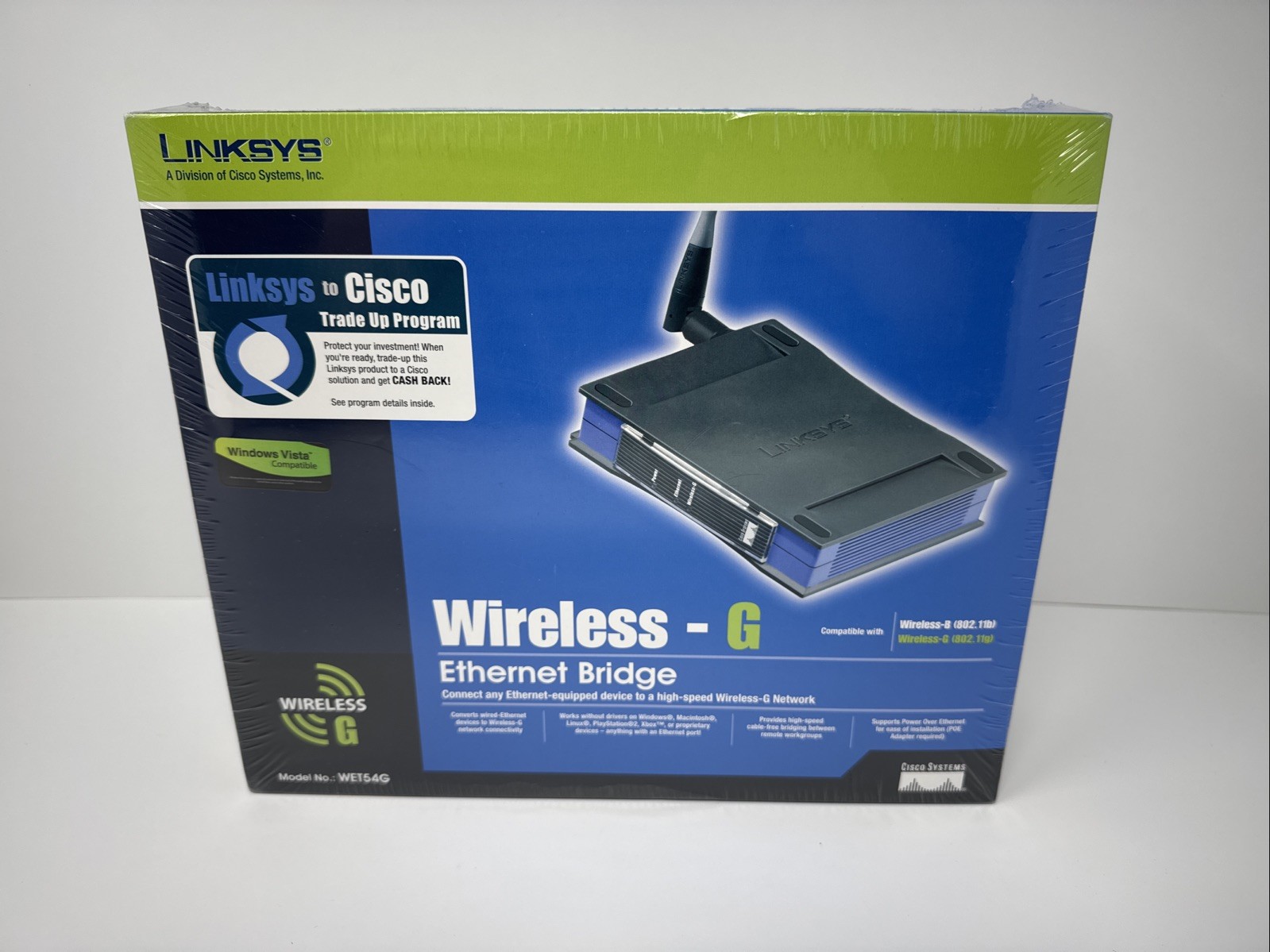 Linksys WET54G 2.4GHz 802.11g Wireless G Ethernet BRIDGE 54 Mbps NEW SEALED