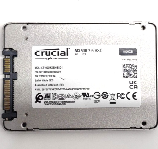 Crucial MX500 1TB Internal SSD 2.5" SATA 6Gbps CT1000MX500SSD1 TH527
