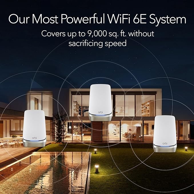 White - NETGEAR RBKE963-100NAR Orbi 960 Series AXE11000 Quad-Band Mesh Wi-Fi 6E