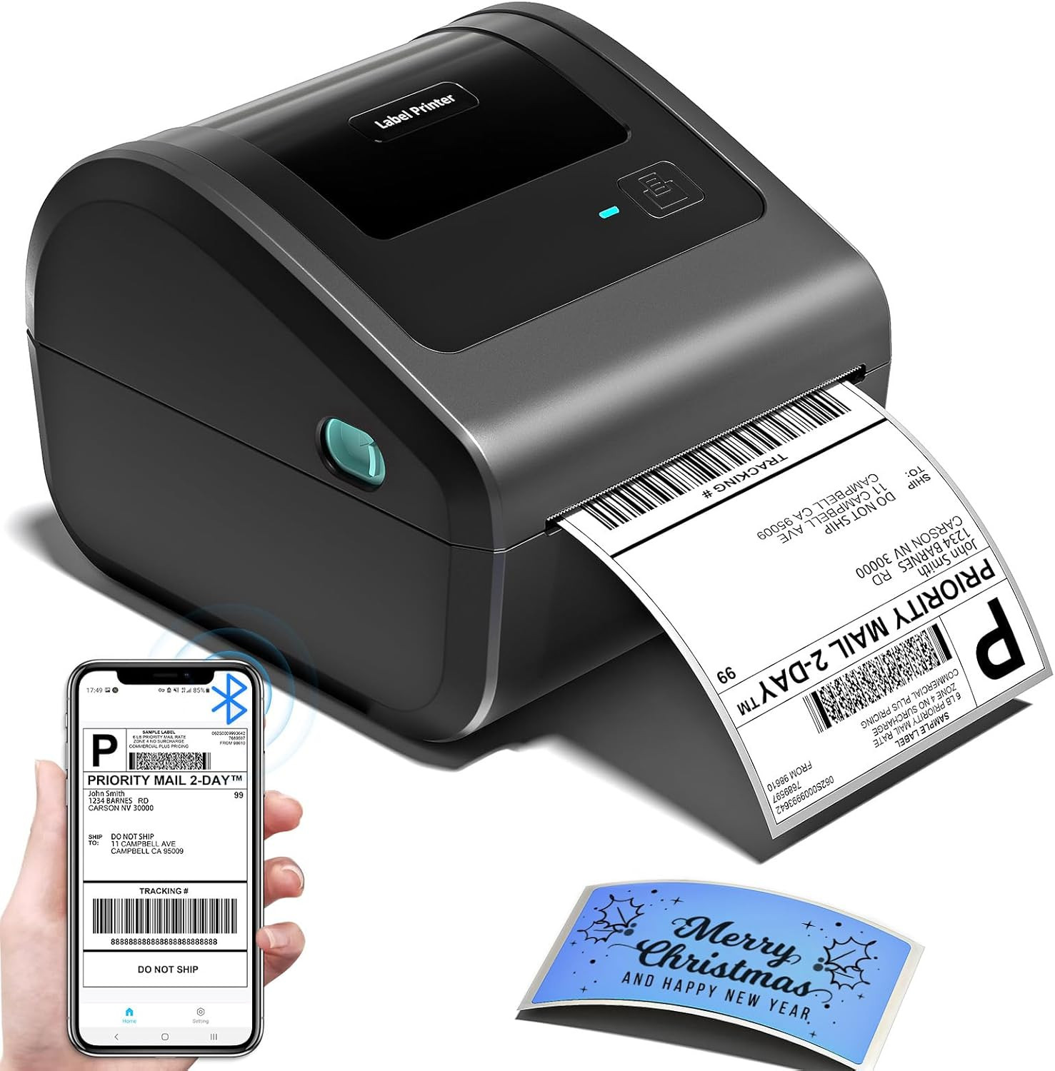 Bluetooth Shipping Label Printer with Built-In Label Bin | D450BT 4X6 Thermal La