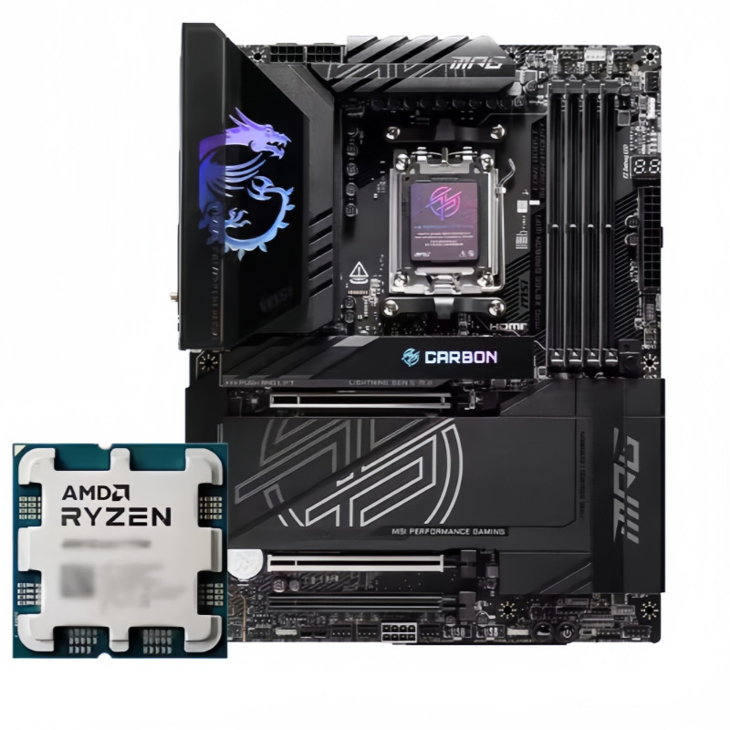 MSI MPG X870E CARBON WIFI AM5 + AMD Ryzen 9 9800X3D Tray CPU Combo Kit