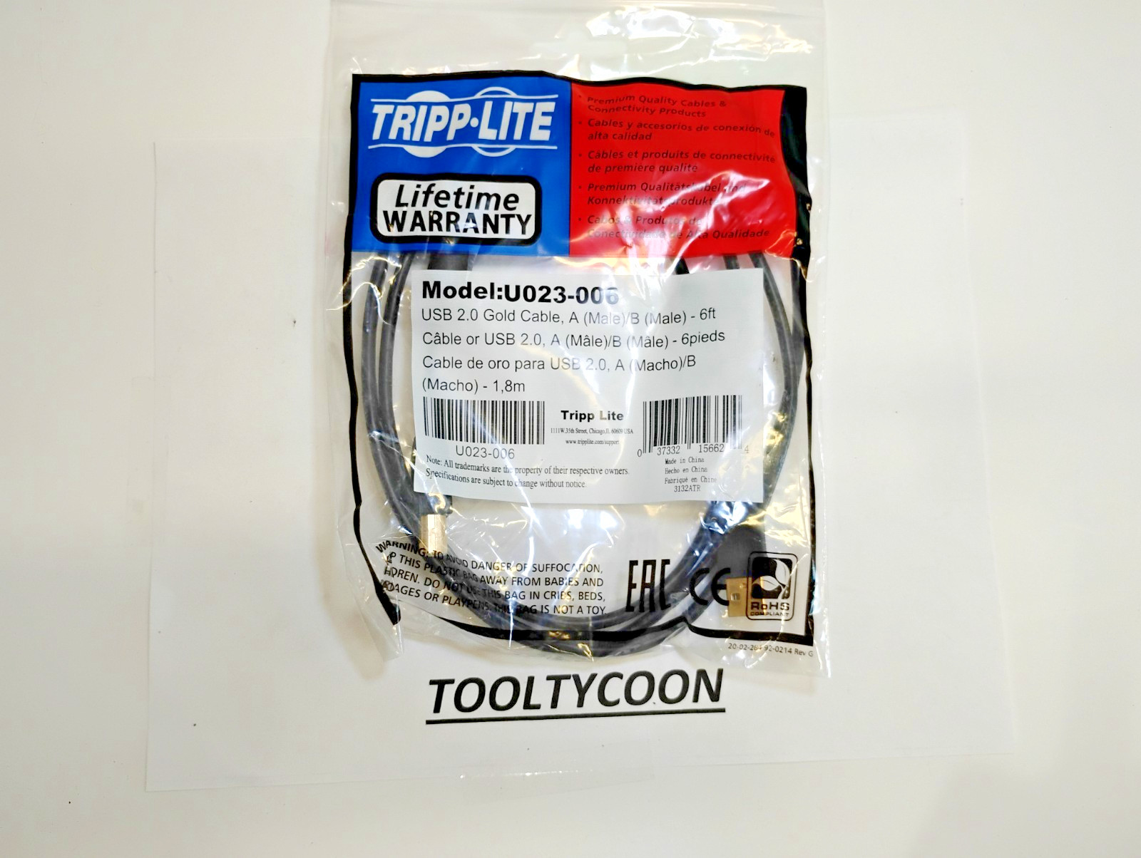 Tripp Lite U023-006 USB-A Male to USB-B Male 6 Foot 