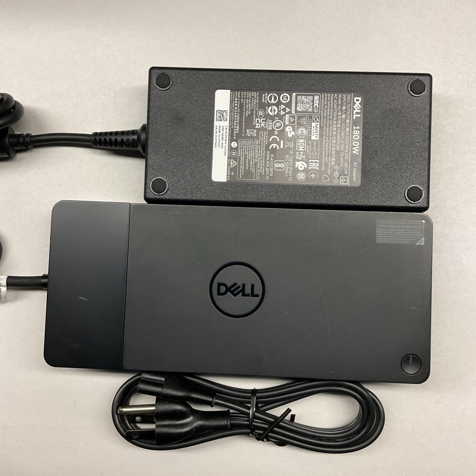 GENUINE Dell WD19TB/TBS USB-C Docking Station Thunderbolt 180W Power Adapter