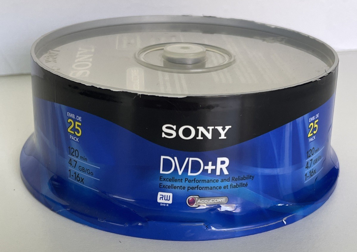 SONY DVD+R Spindle 25 Pack 8X / 4.7GB / 120 Min - Brand New Sealed 