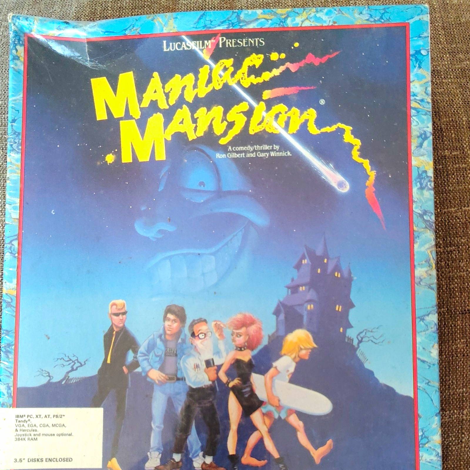 Lucasfilm Games Maniac Mansion Game 3.5" Floppy Disc for C64 Amiga IBM PC.