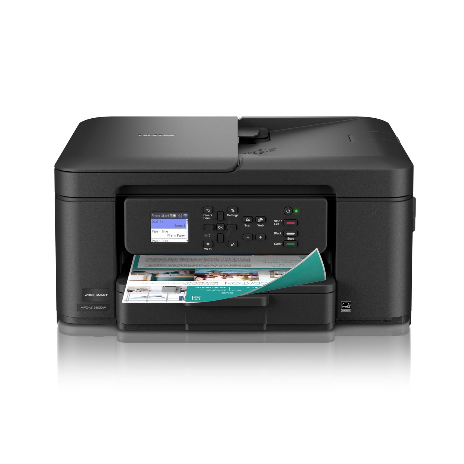 Brother Work Smart 1360 Wireless Color Inkjet All-in-One Printer, Black