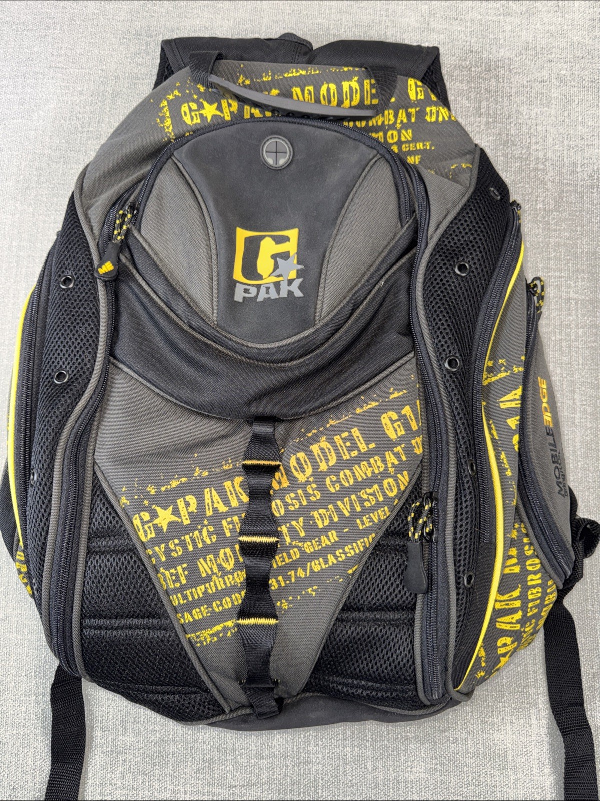 Mobile Edge Bring It On Laptop Backpack Gray Black Yellow GPak Sp Edition BEFGP4