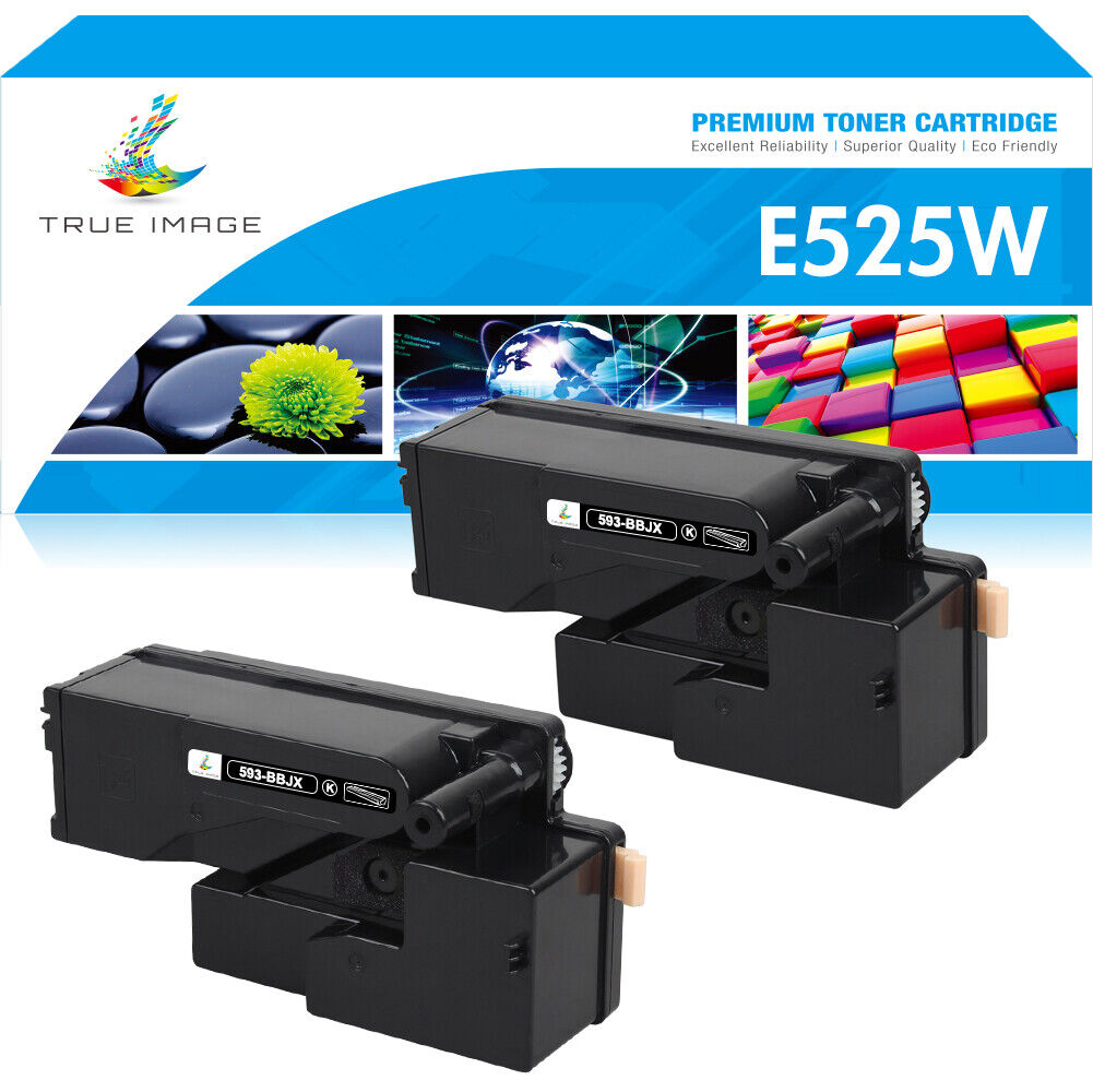 2 Pack BLACK 593-BBJX Toner Cartridge For Dell Laser E525W E525 Printer