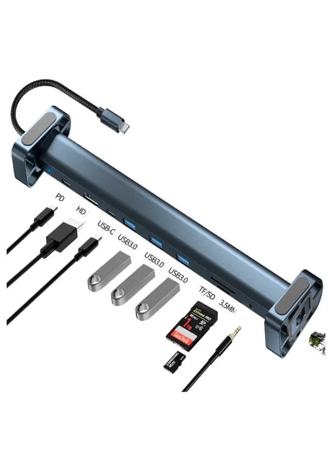 GENERIC 10 IN 1 USB C HUB DOCKING STATION USB C ADAPTER MULTI PORT - GRAY