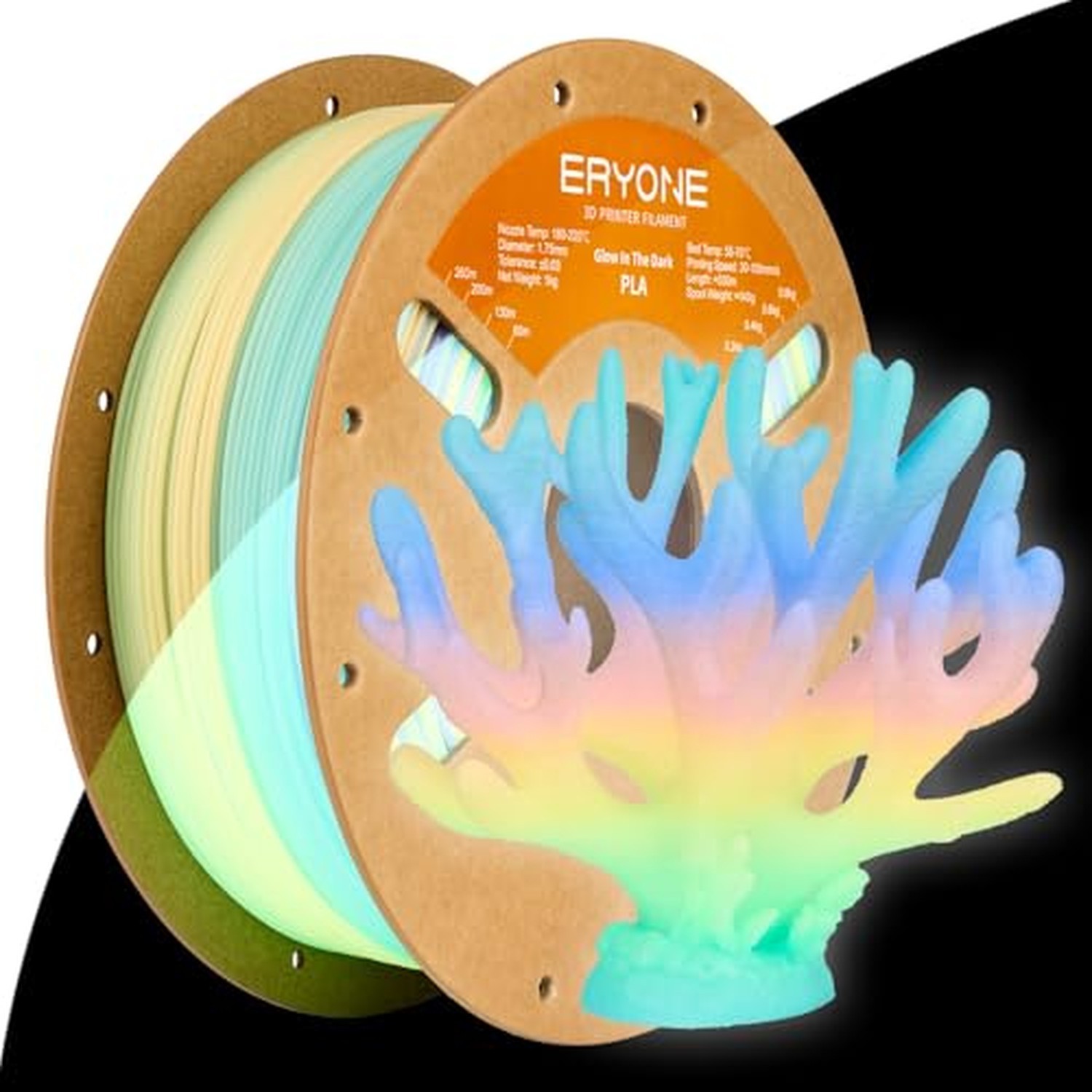 ERYONE Glow in The Dark Filament 1.75mm, 3D Printer PLA Filament Dimensional ...