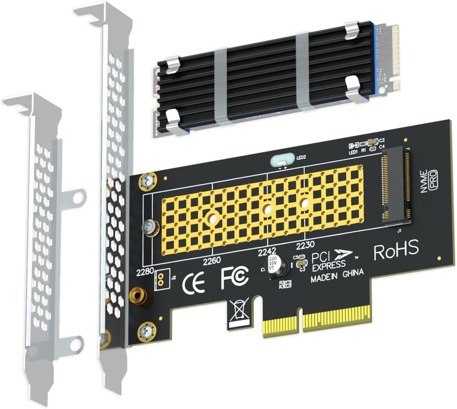 GLOTRENDS PA09-HS M.2 NVMe to PCIe 4.0 X4 Adapter with Heatsink for Black 