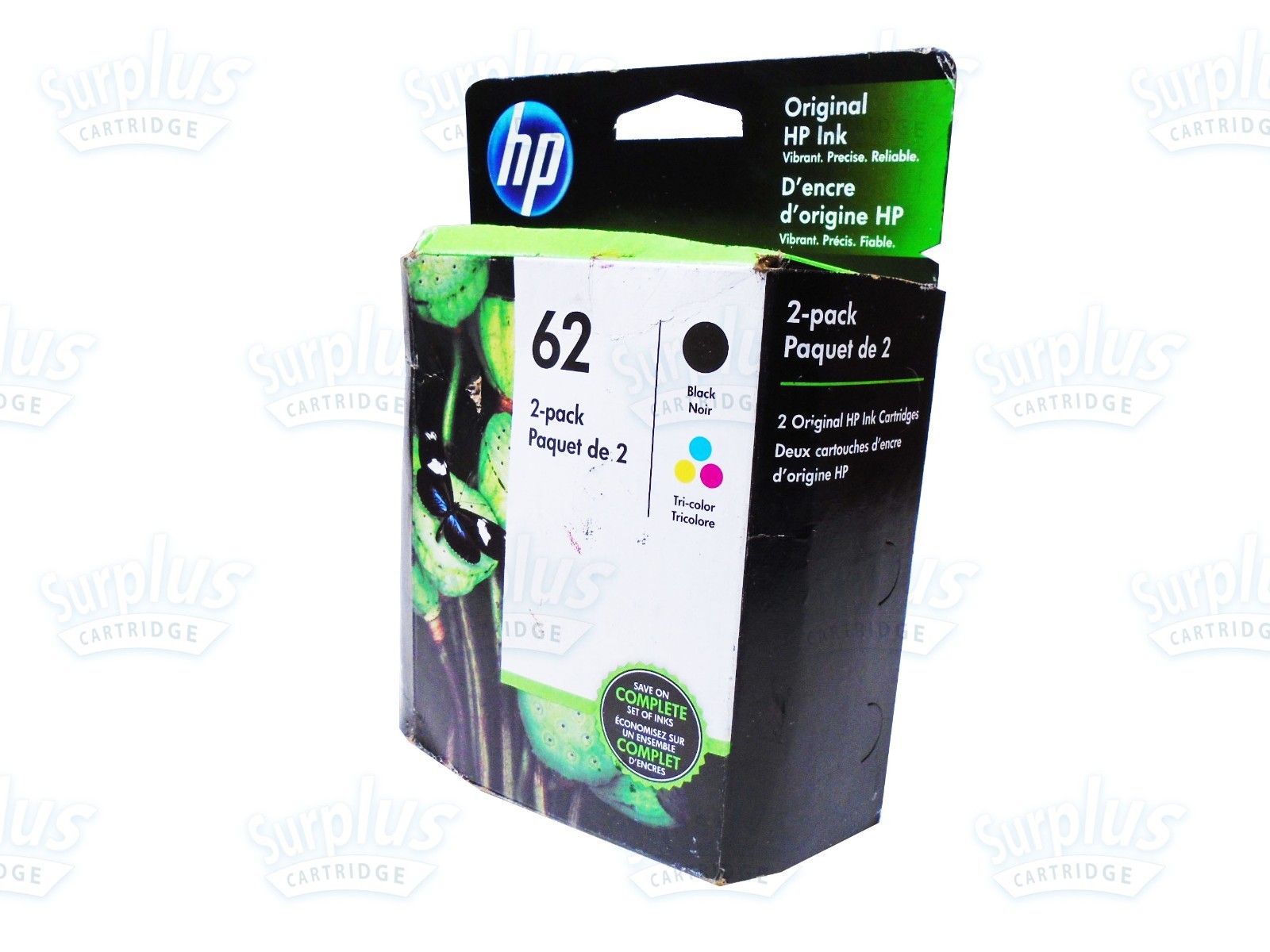 2pk Genuine HP 62 Black/Color Ink ENVY 5540 5542 5545 5644 5660 5663 7640 7645