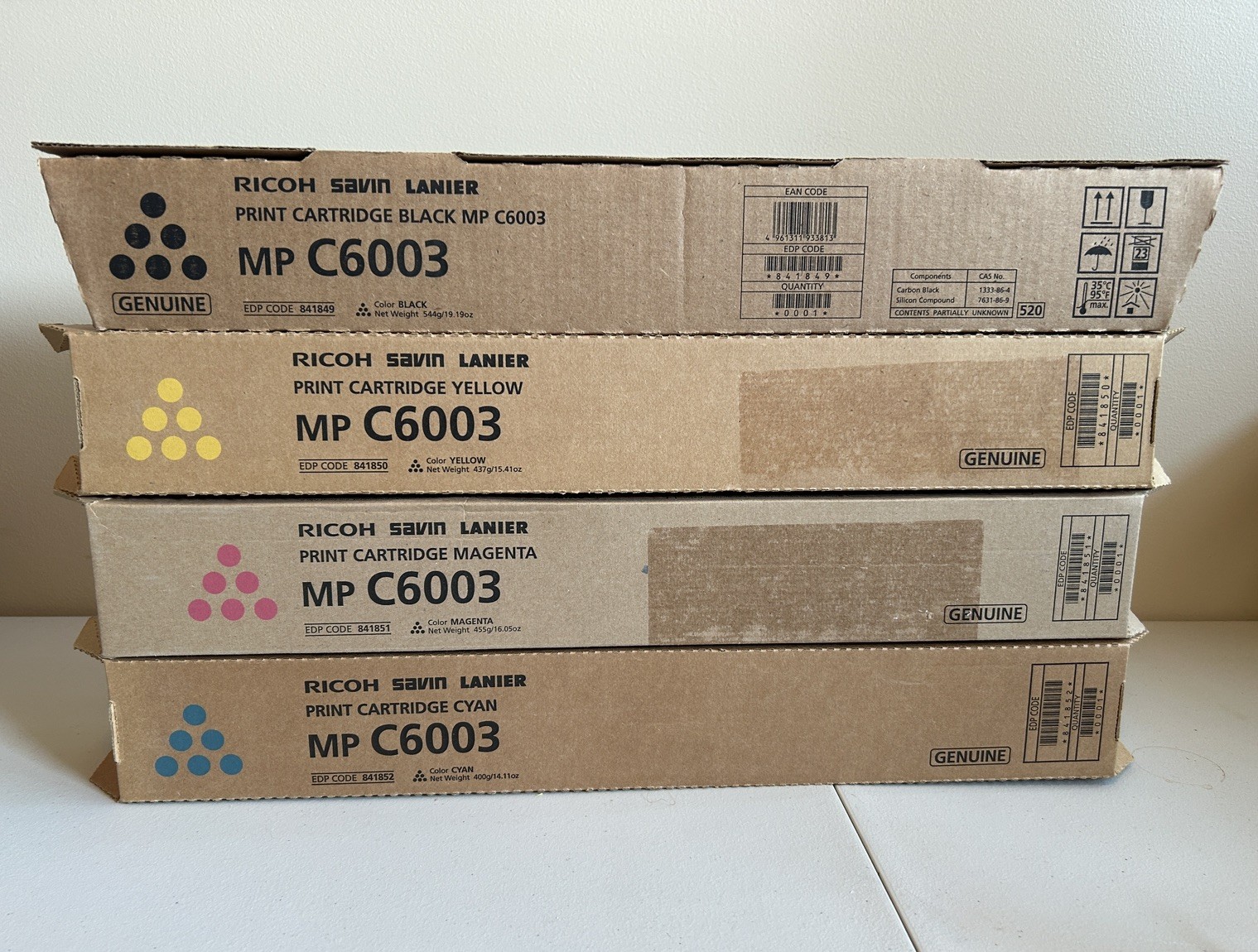 Ricoh MP C6003 OEM Toner Cartridge Set KYMC 841849 841850 841851 841852 NEW