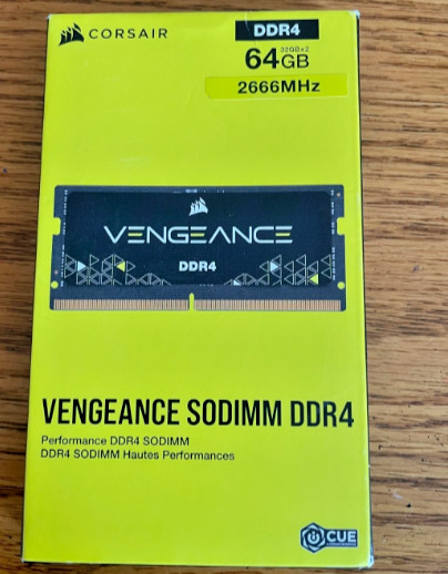 Corsair Vengeance 64GB 2x32GB DDR4 2666MHz SODIMM Laptop Memory Kit NEW)