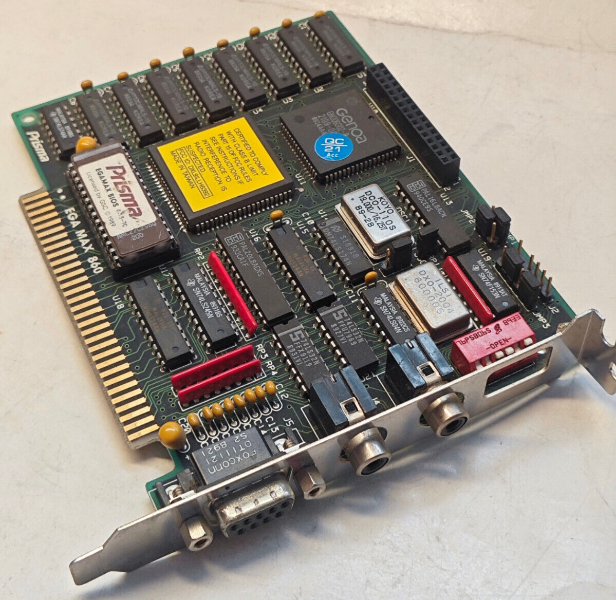 1989 VINTAGE ISA EGA/CGA Video Card Genoa Prisma EGA MAX 860 N006001-B 256 KB