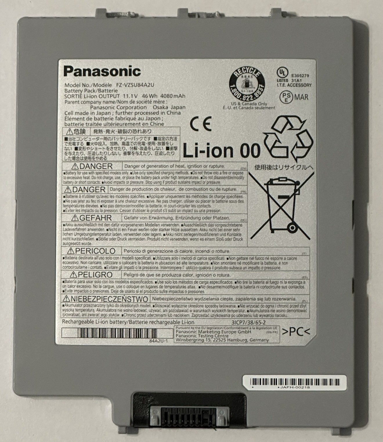NEW OEM Panasonic FZ-G1 BATTERY Pack FZ-VZSU84A2U 4400 mAh Li-Ion