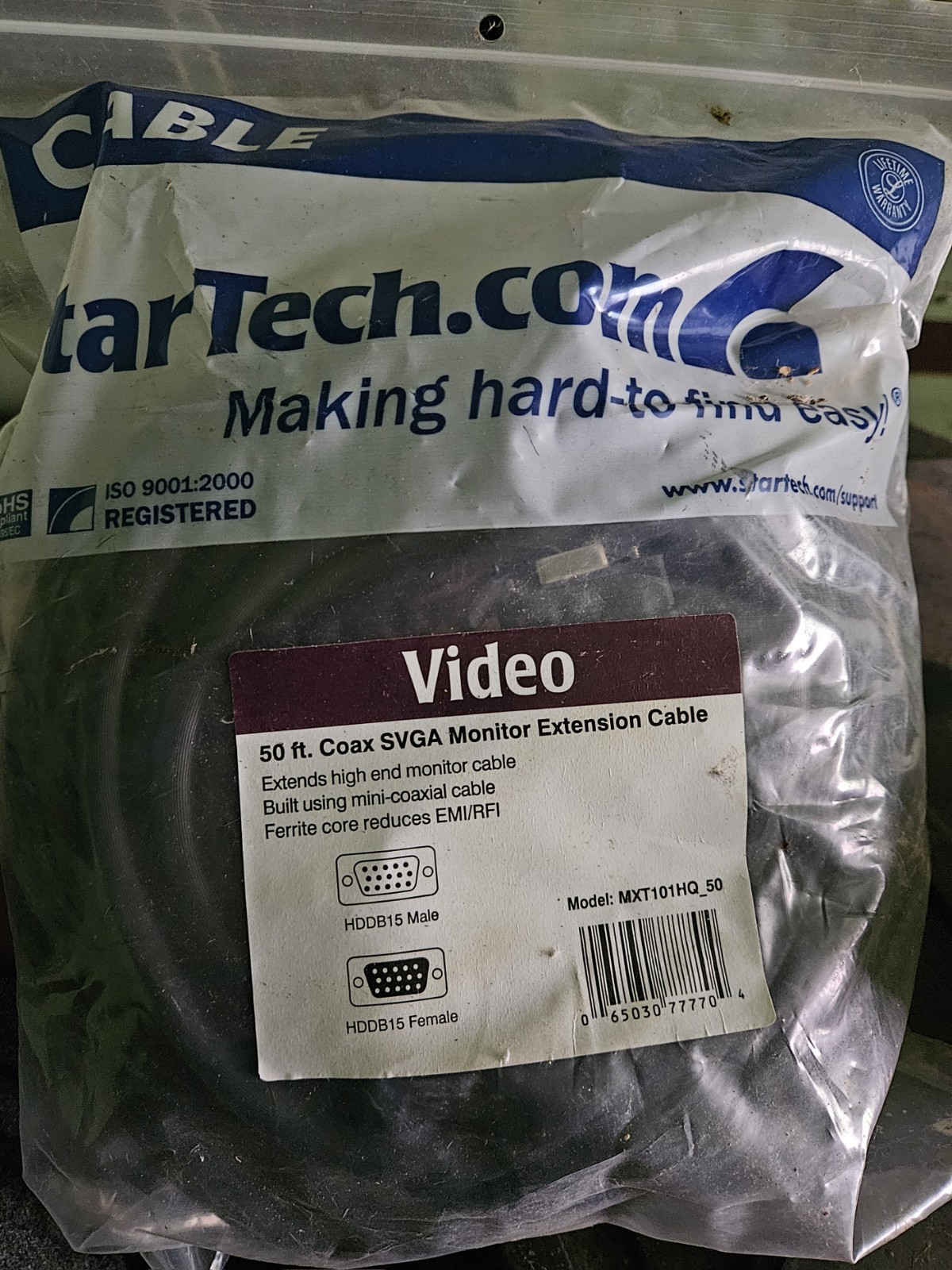 StarTech 50ft Coax High Resolution VGA Monitor Extension Cable - HDDB15 M/F