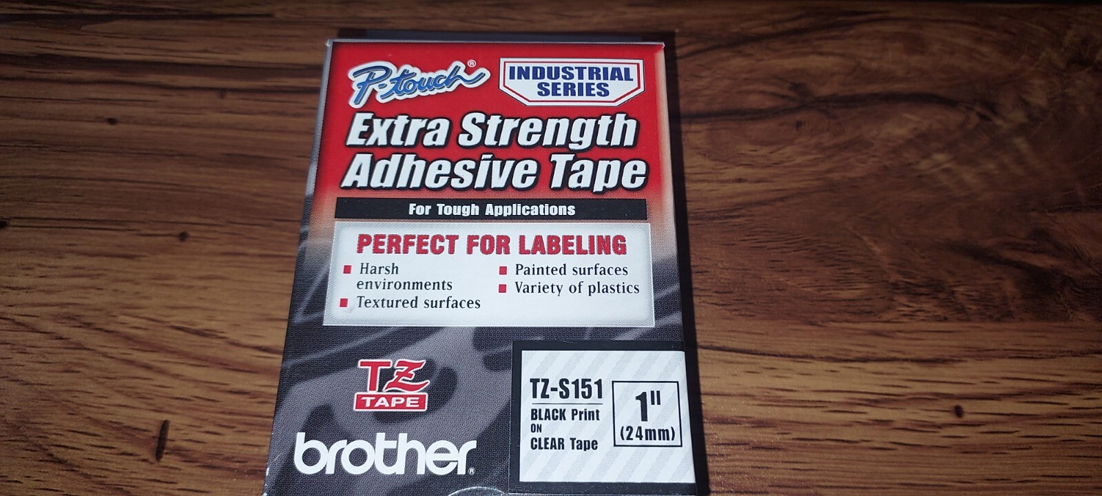 TZ-S151, BROTHER 1 " Black on Clear Extra Adhesive, NEW