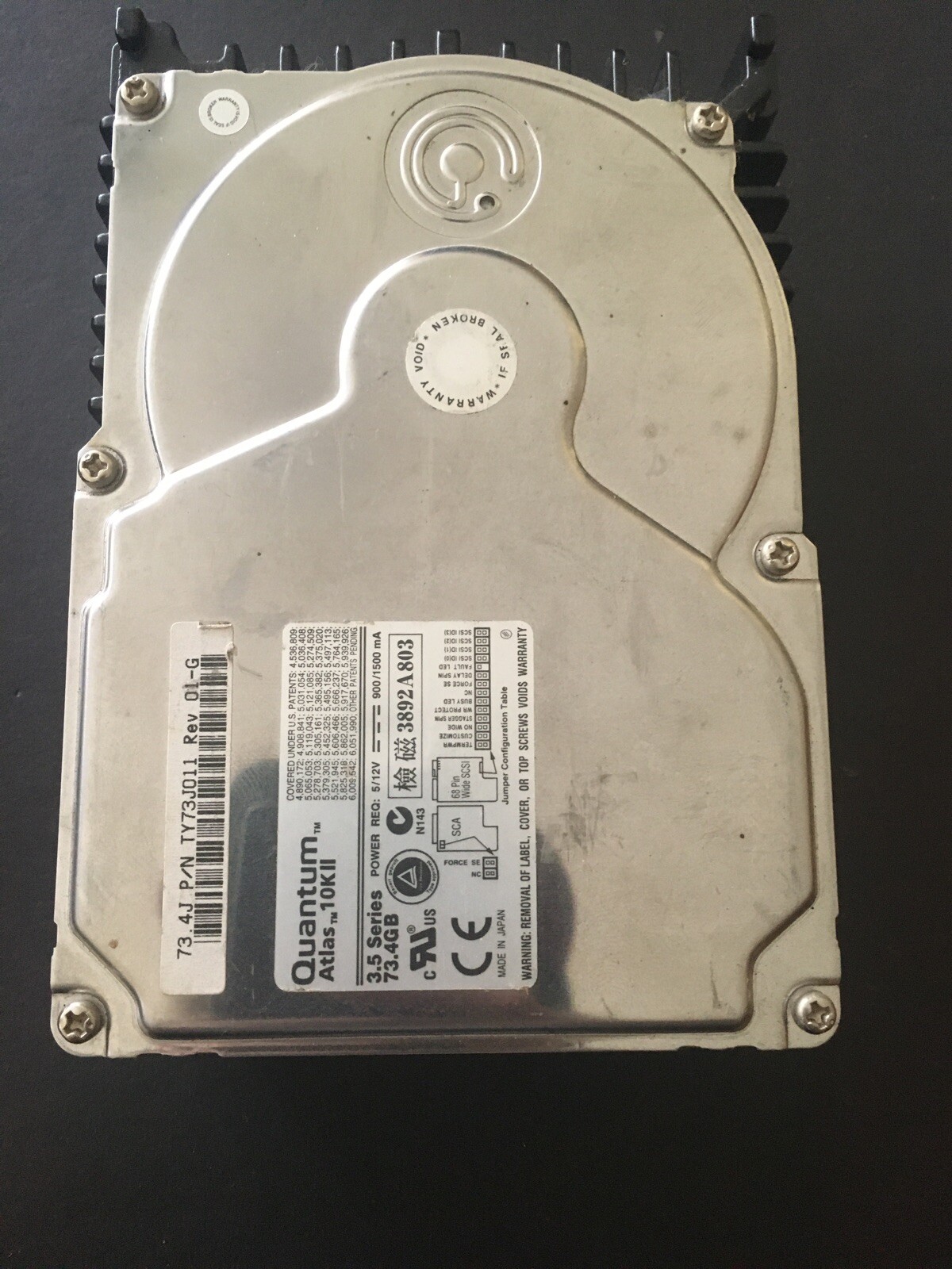 Quantum Atlas SCSI 10KII 3.5 series 73.4GB 80PIN Hard Drive Working Condition.